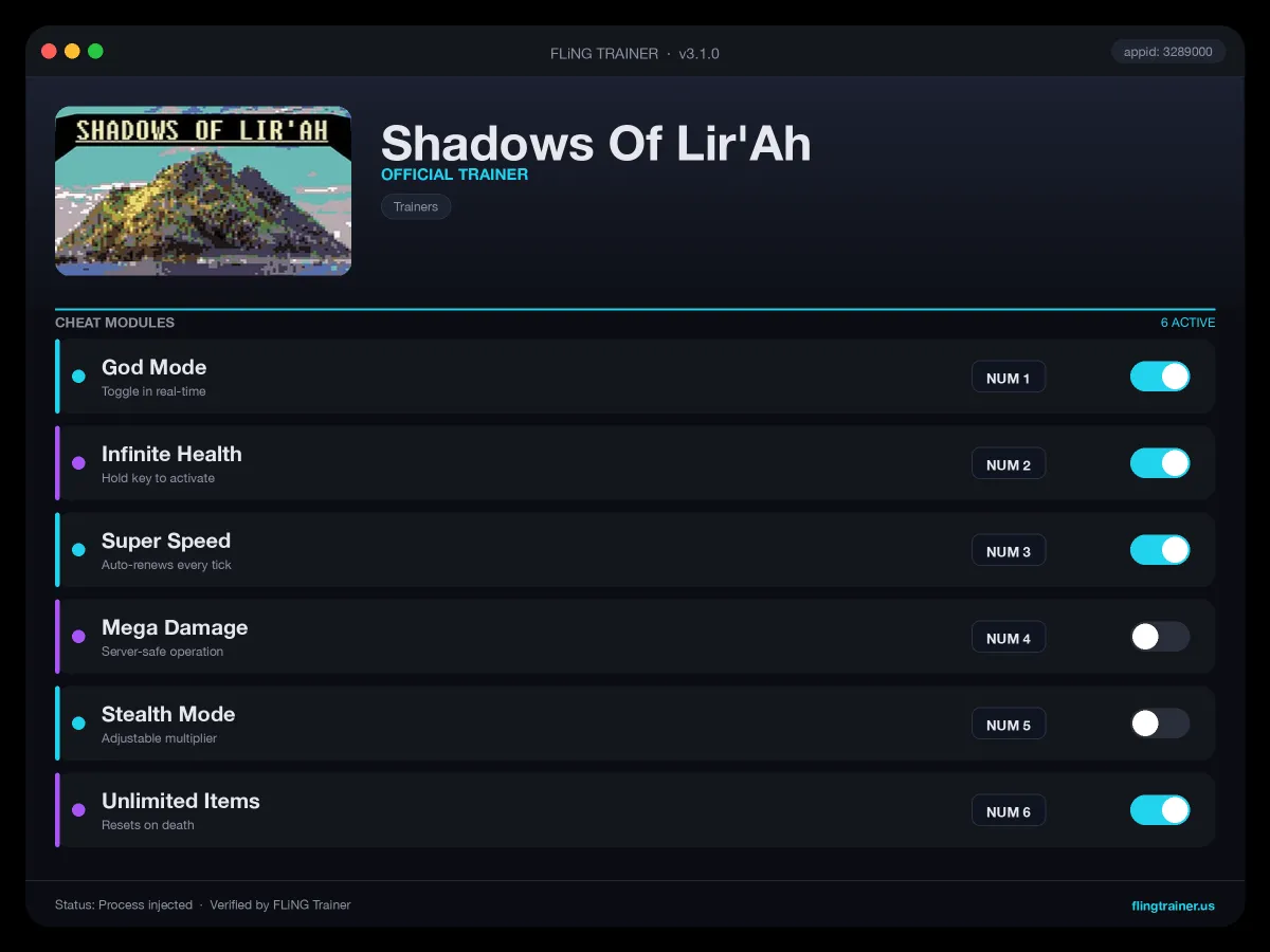 Shadows Of Lir'Ah Trainer interface