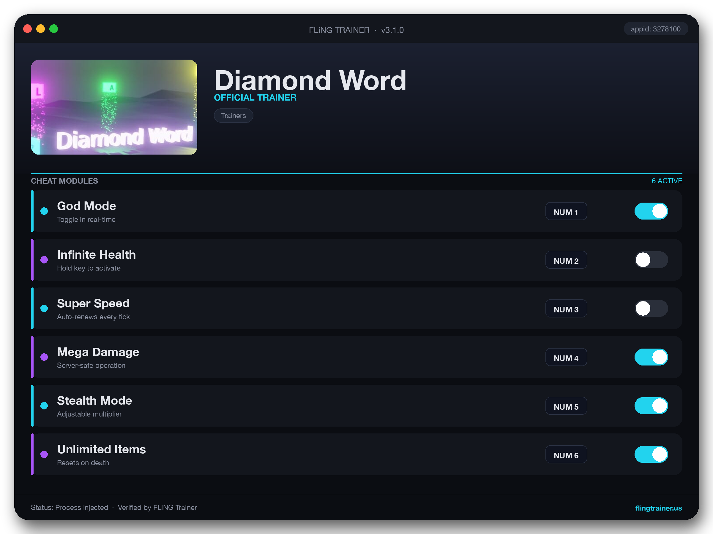 Diamond Word Trainer interface