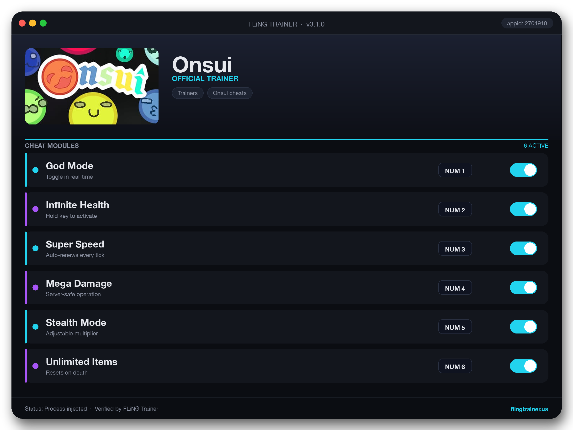Onsui Trainer interface