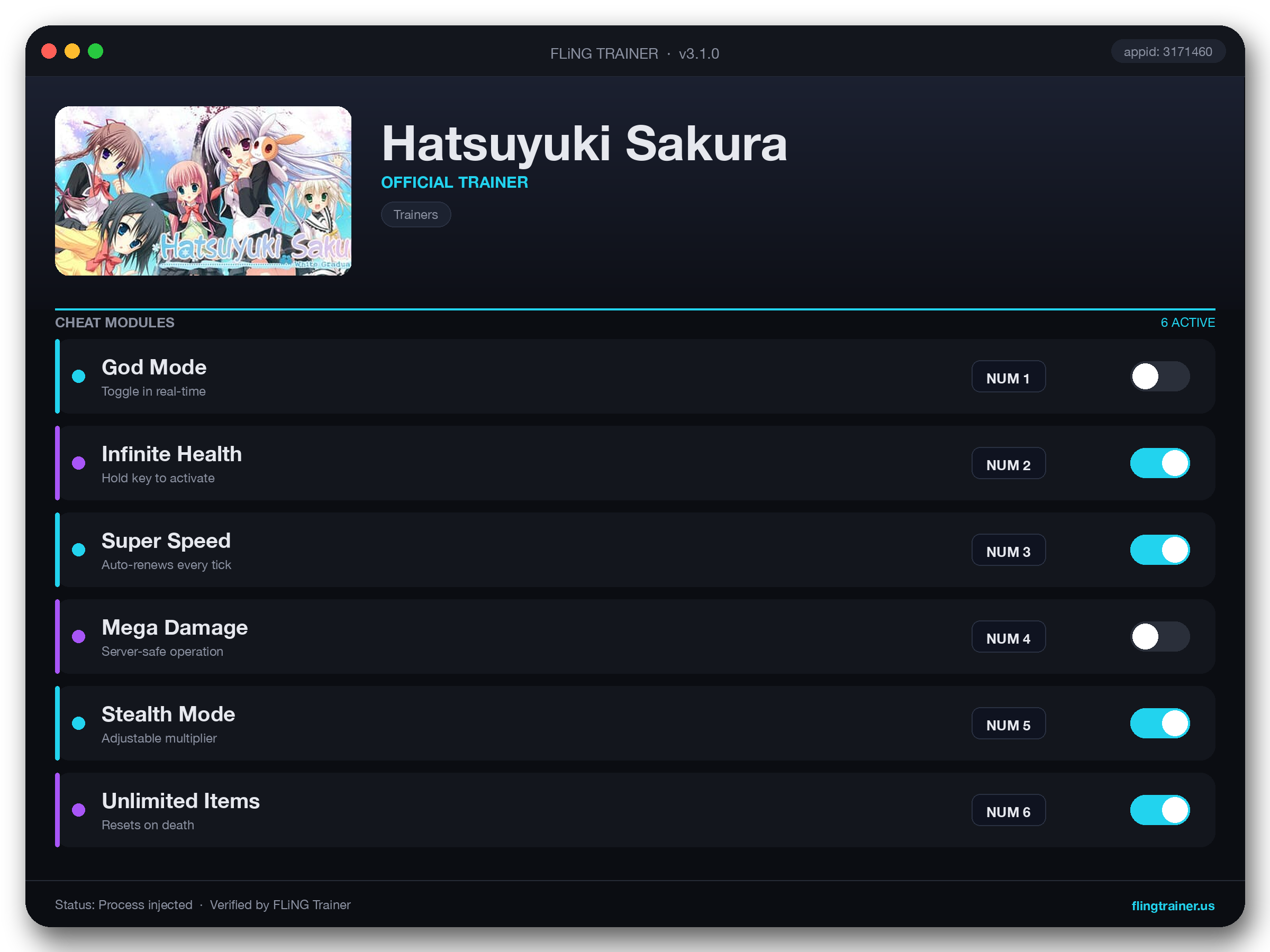 Hatsuyuki Sakura Trainer interface