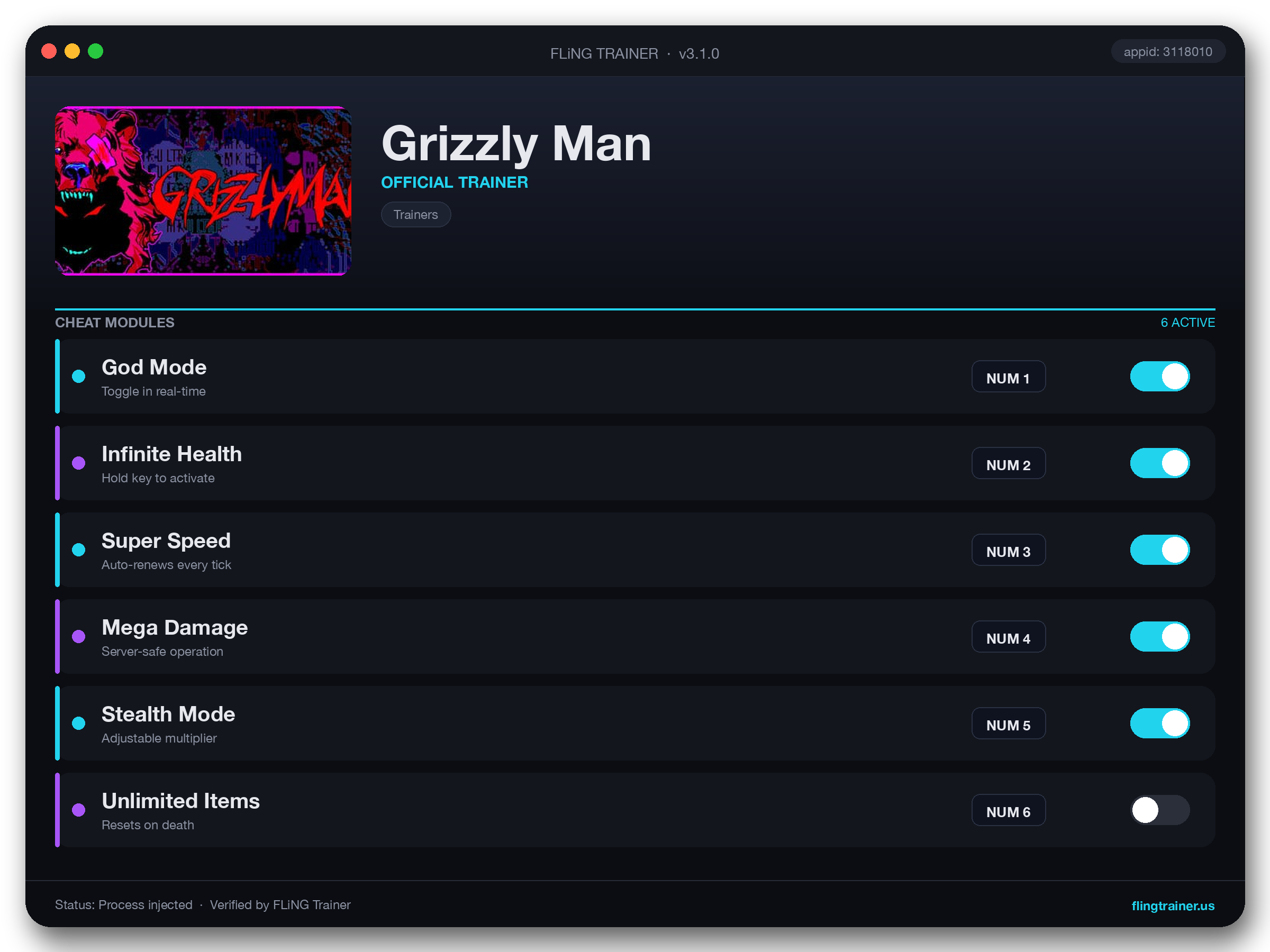 Grizzly Man Trainer interface