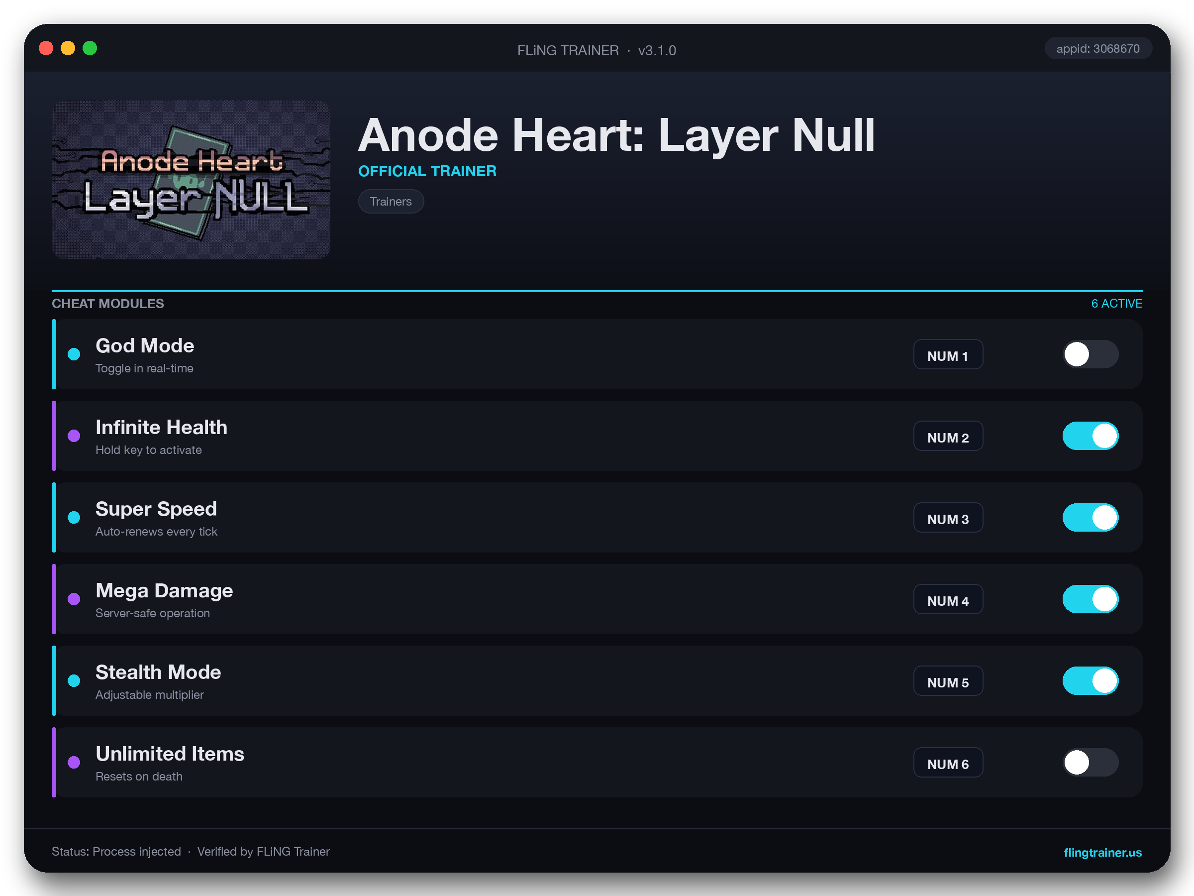 Anode Heart: Layer Null Trainer interface