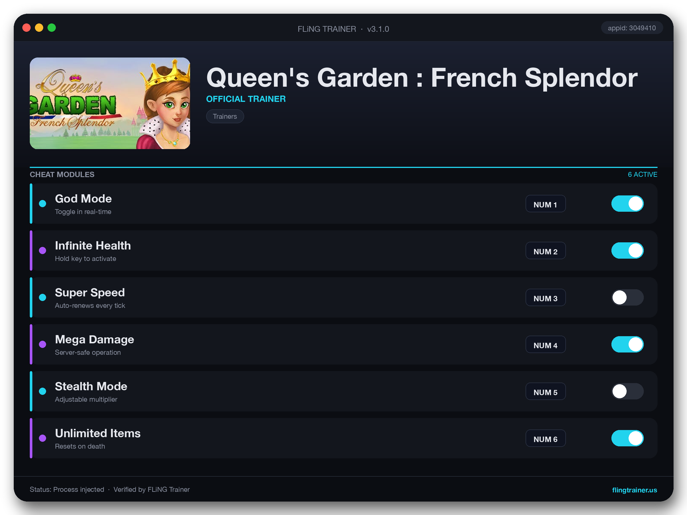 Queen's Garden : French Splendor Trainer interface