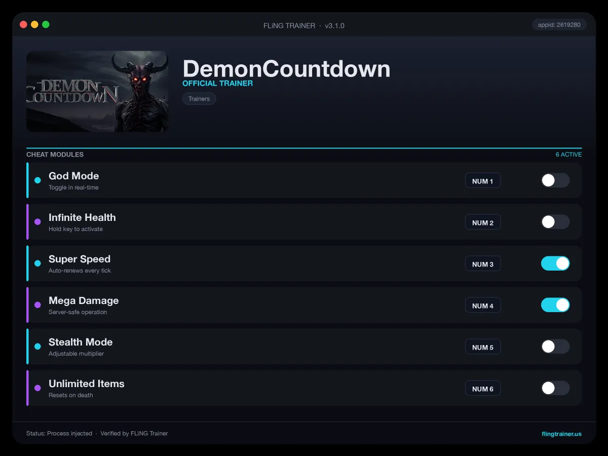 DemonCountdown Trainer interface