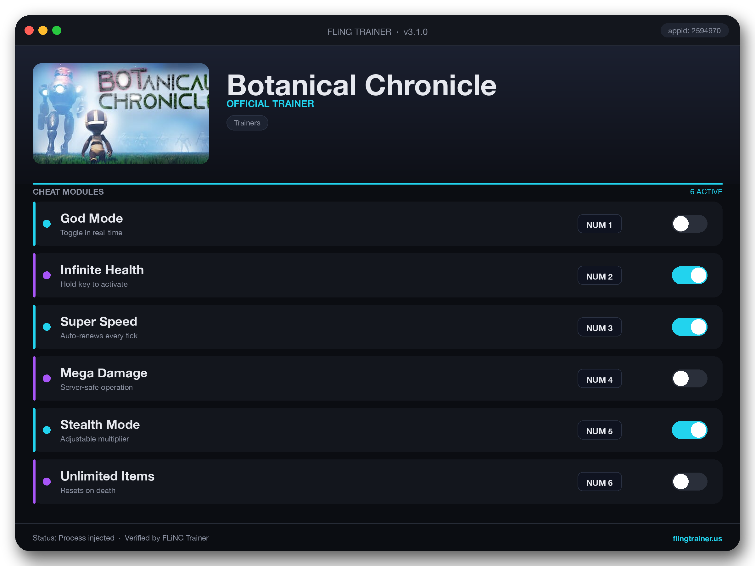 Botanical Chronicle Trainer interface