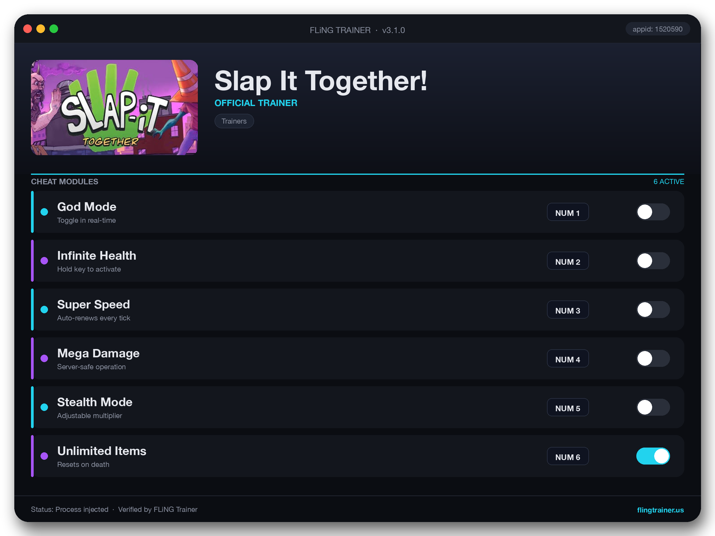 Slap It Together! Trainer interface