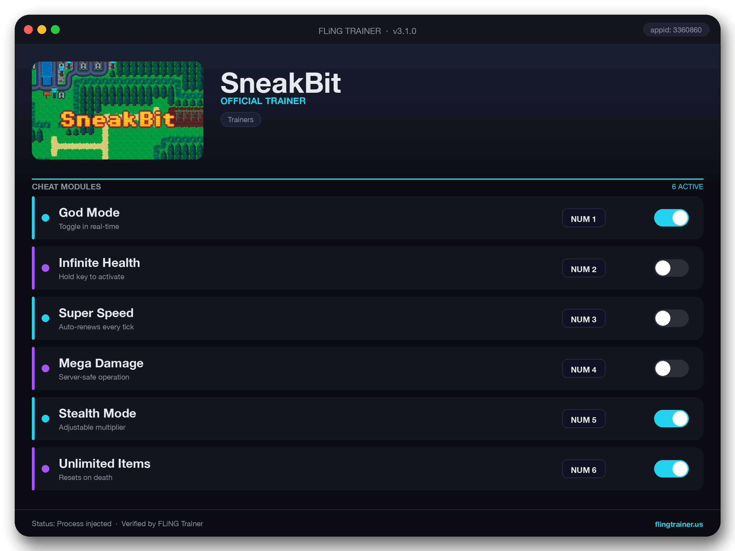SneakBit Trainer interface