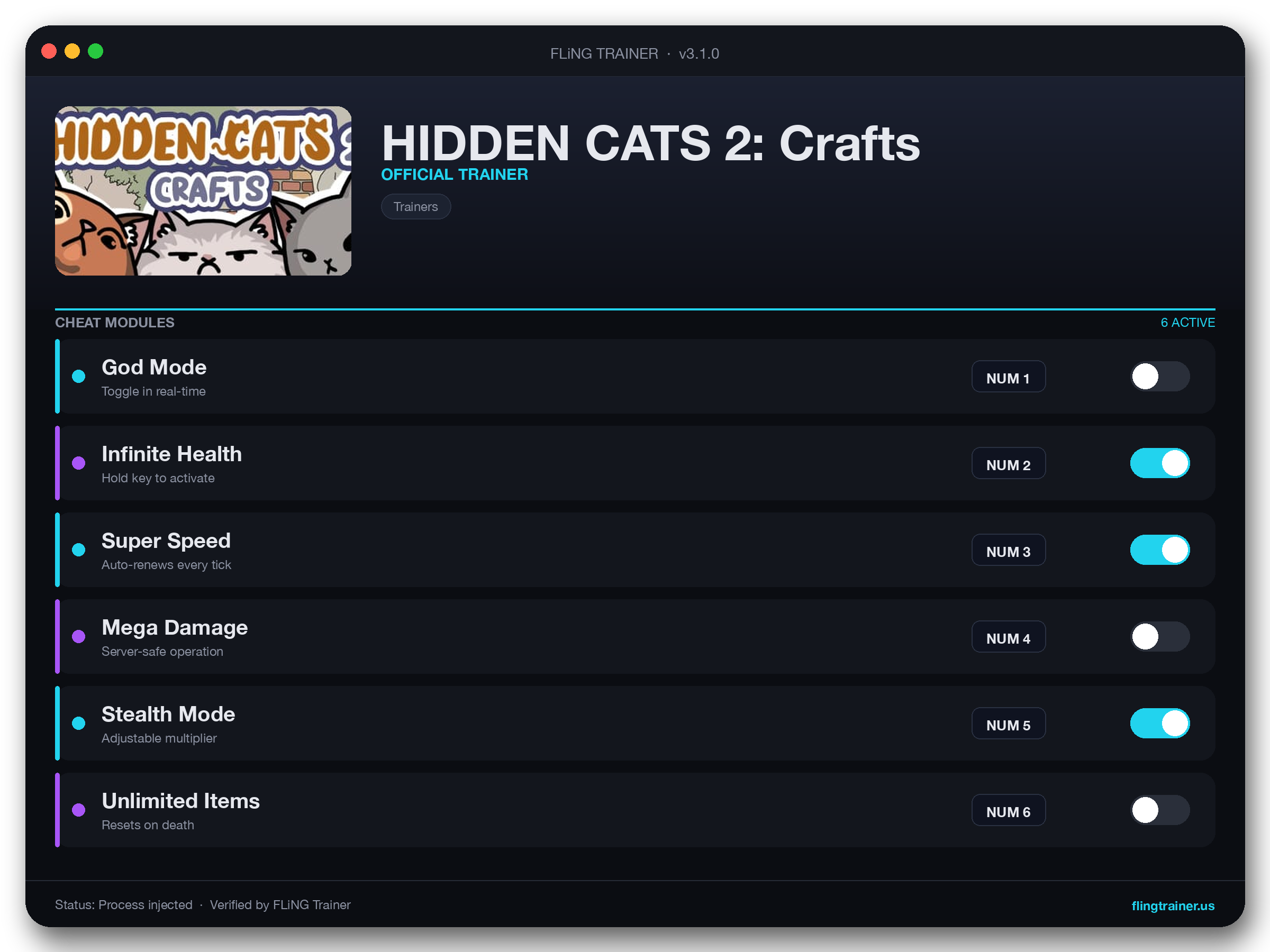 HIDDEN CATS 2: Crafts Trainer interface