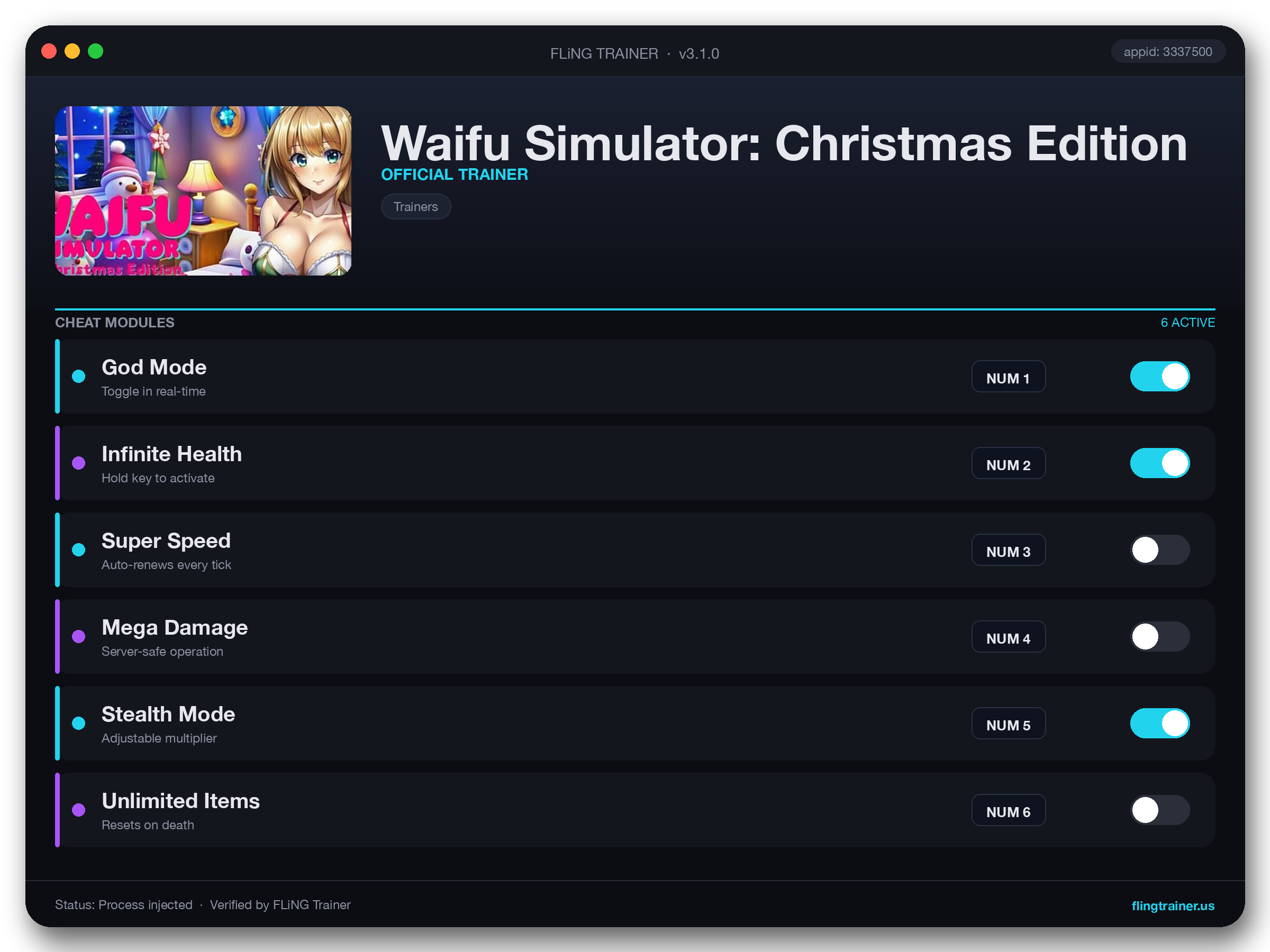 Waifu Simulator: Christmas Edition Trainer interface