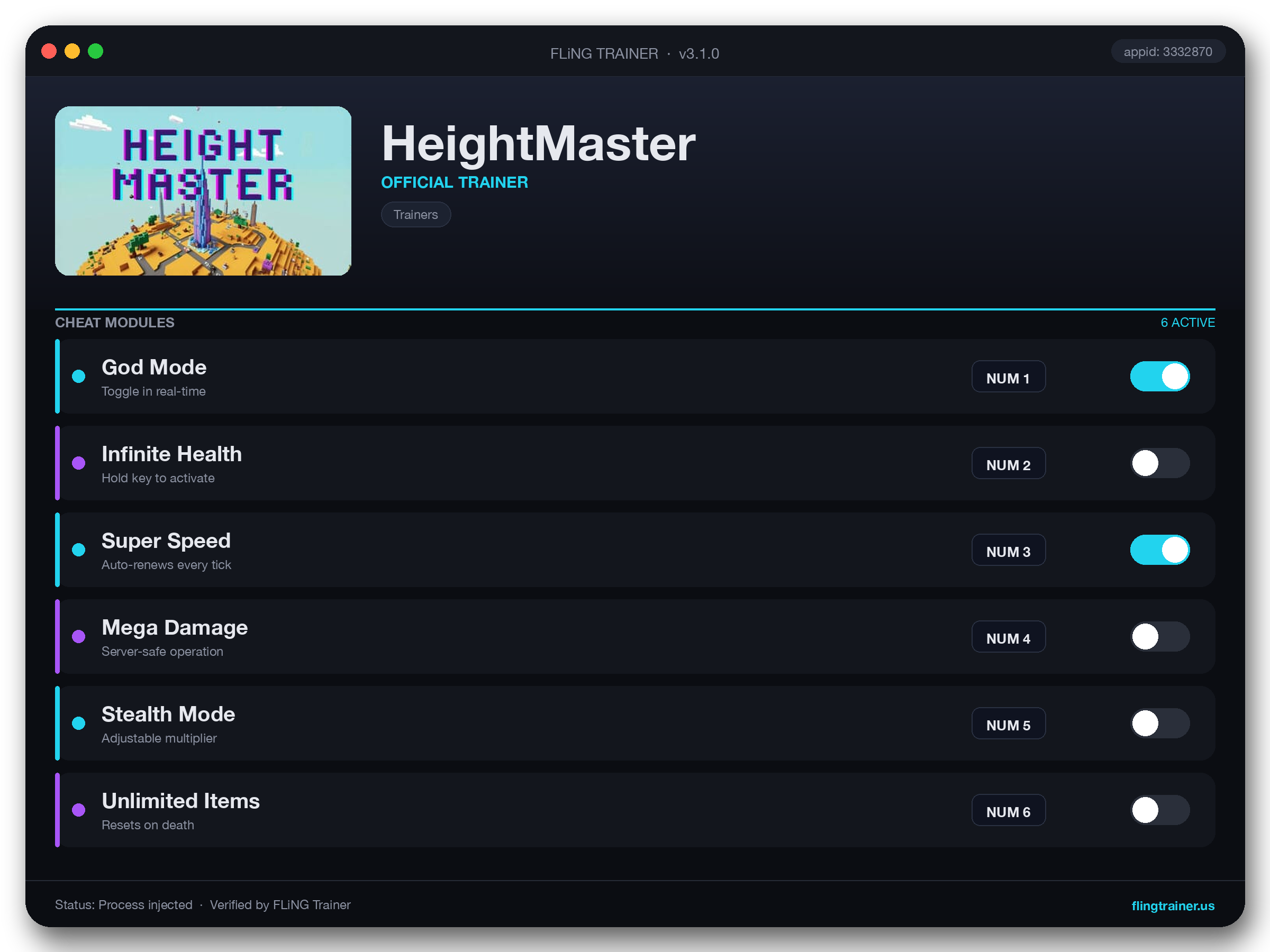 HeightMaster Trainer interface