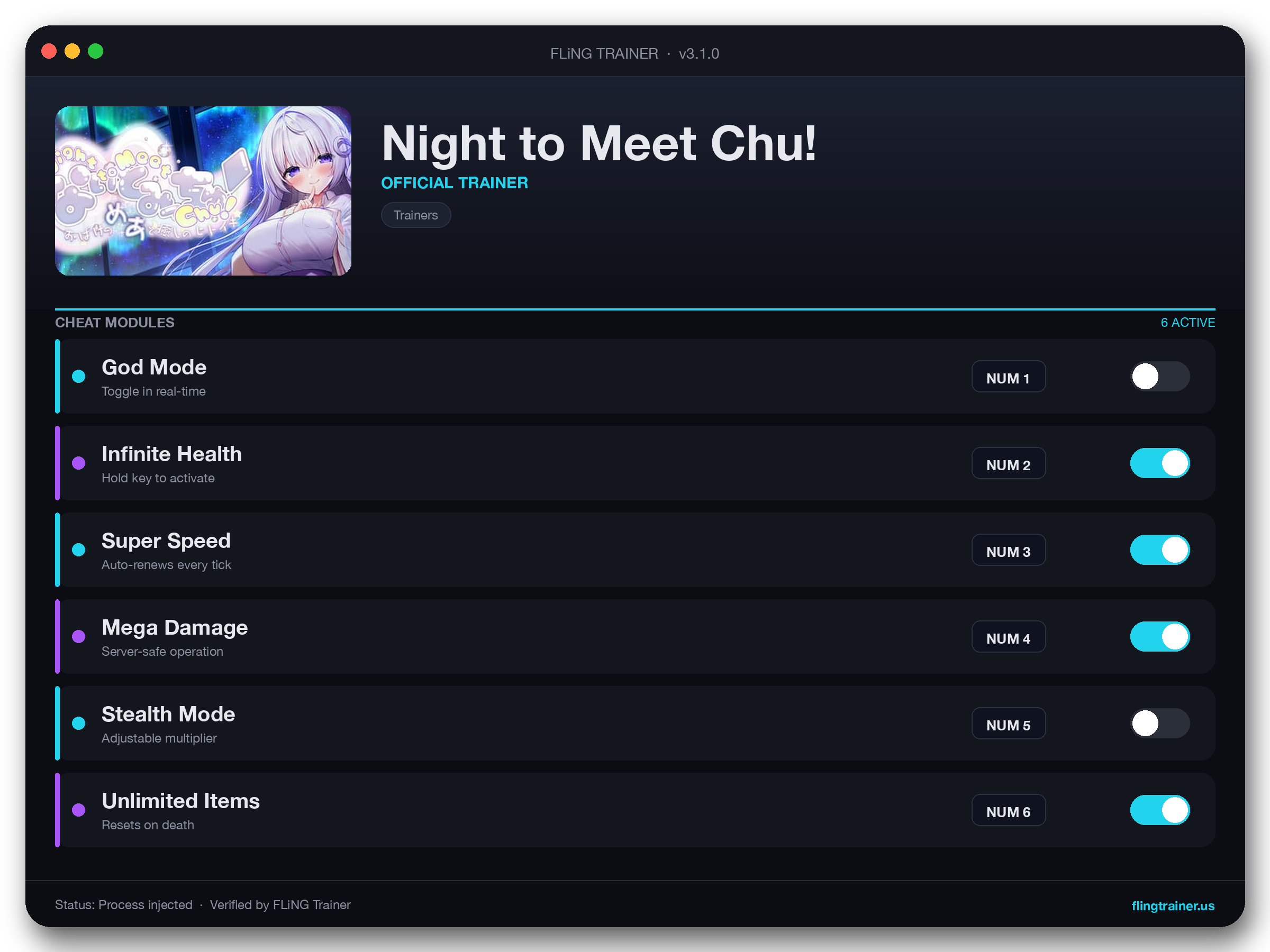 Night to Meet Chu! Trainer interface