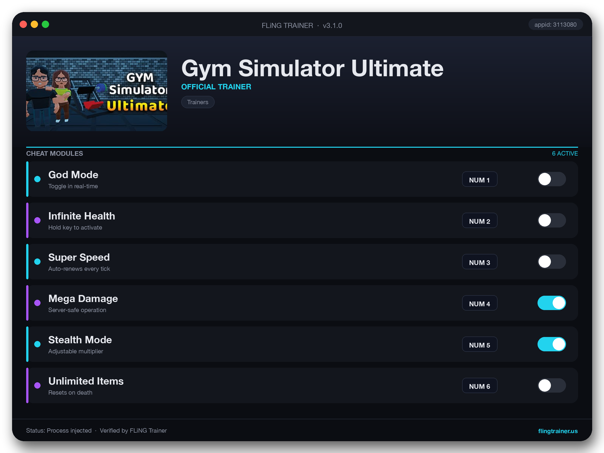 Gym Simulator Ultimate Trainer interface