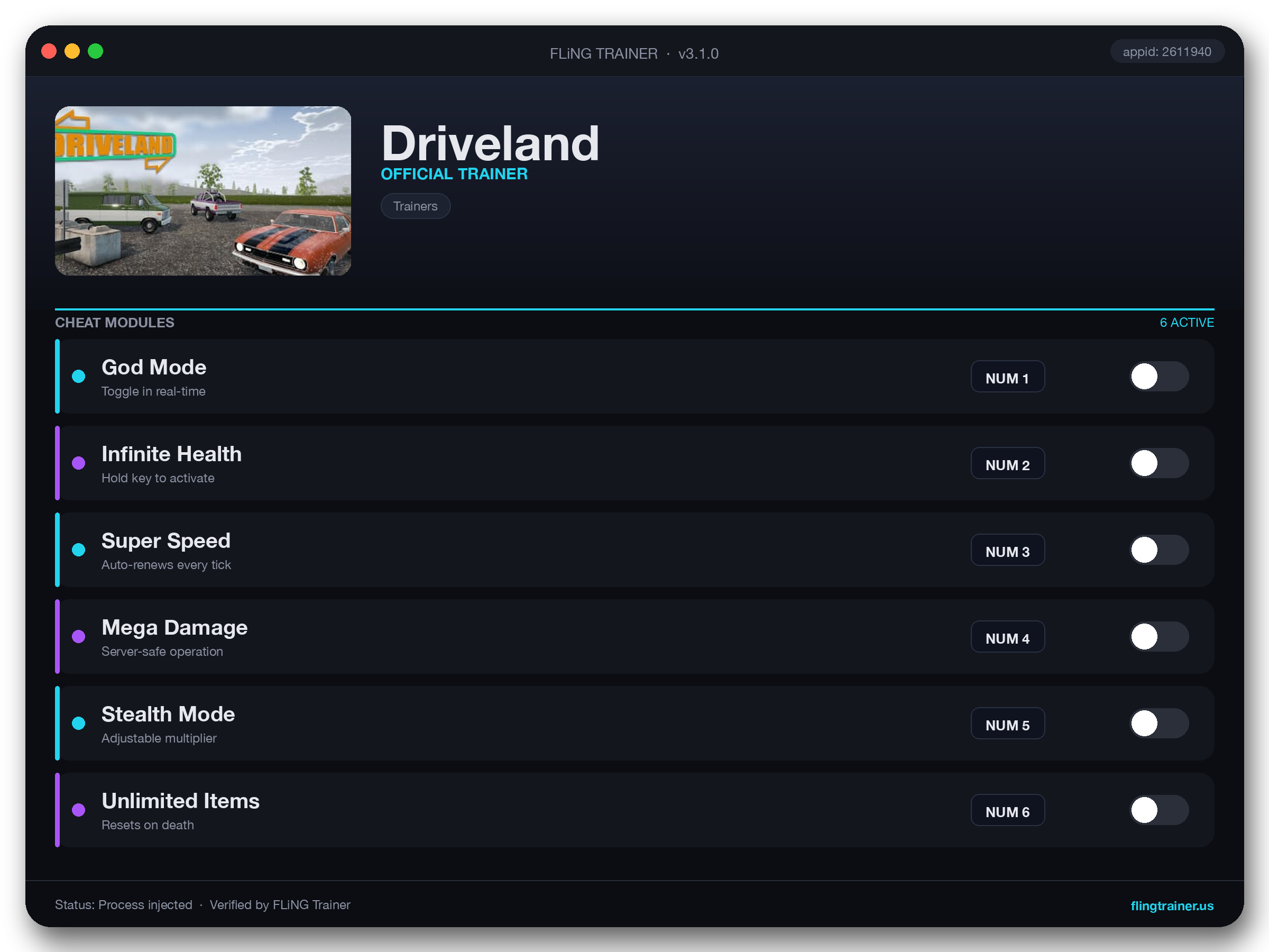 Driveland Trainer interface