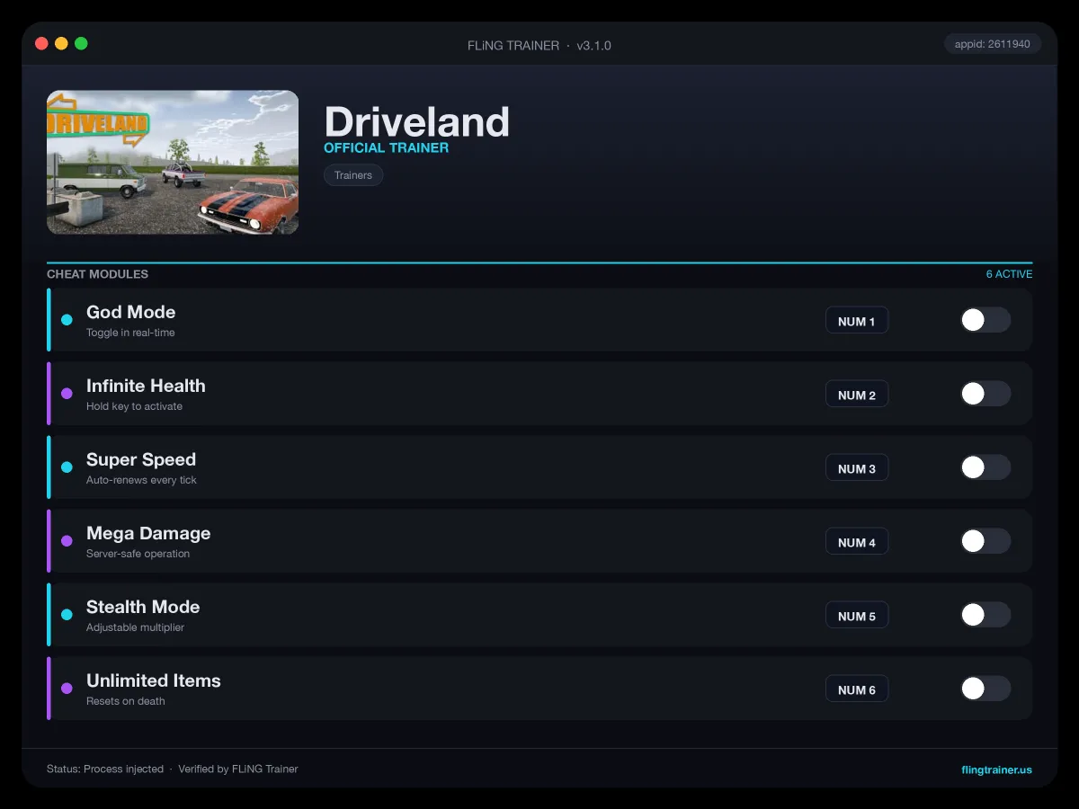 Driveland Trainer interface
