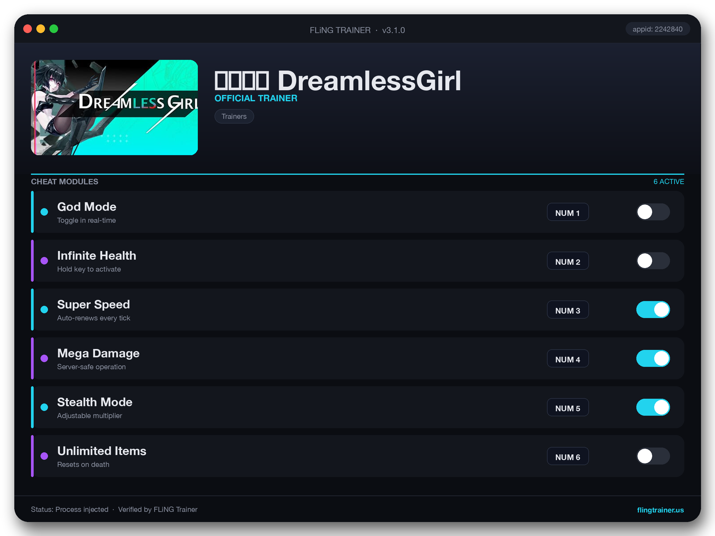 无梦少女 DreamlessGirl Trainer interface