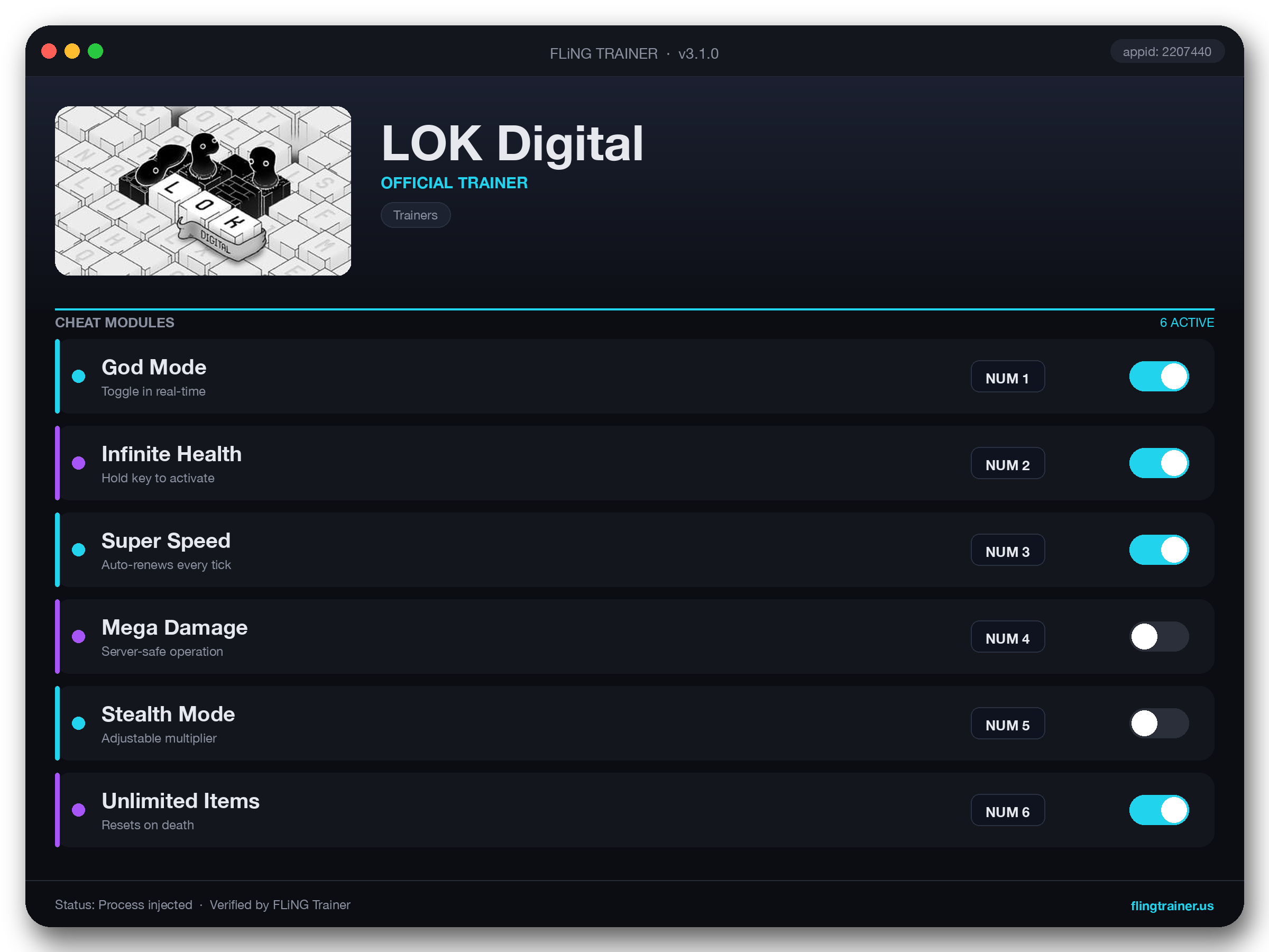 LOK Digital Trainer interface