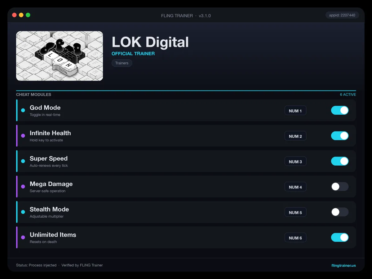 LOK Digital Trainer interface