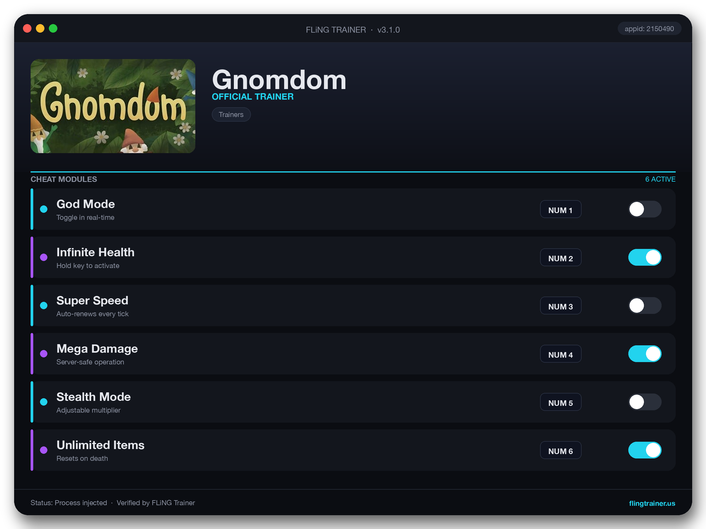 Gnomdom Trainer interface
