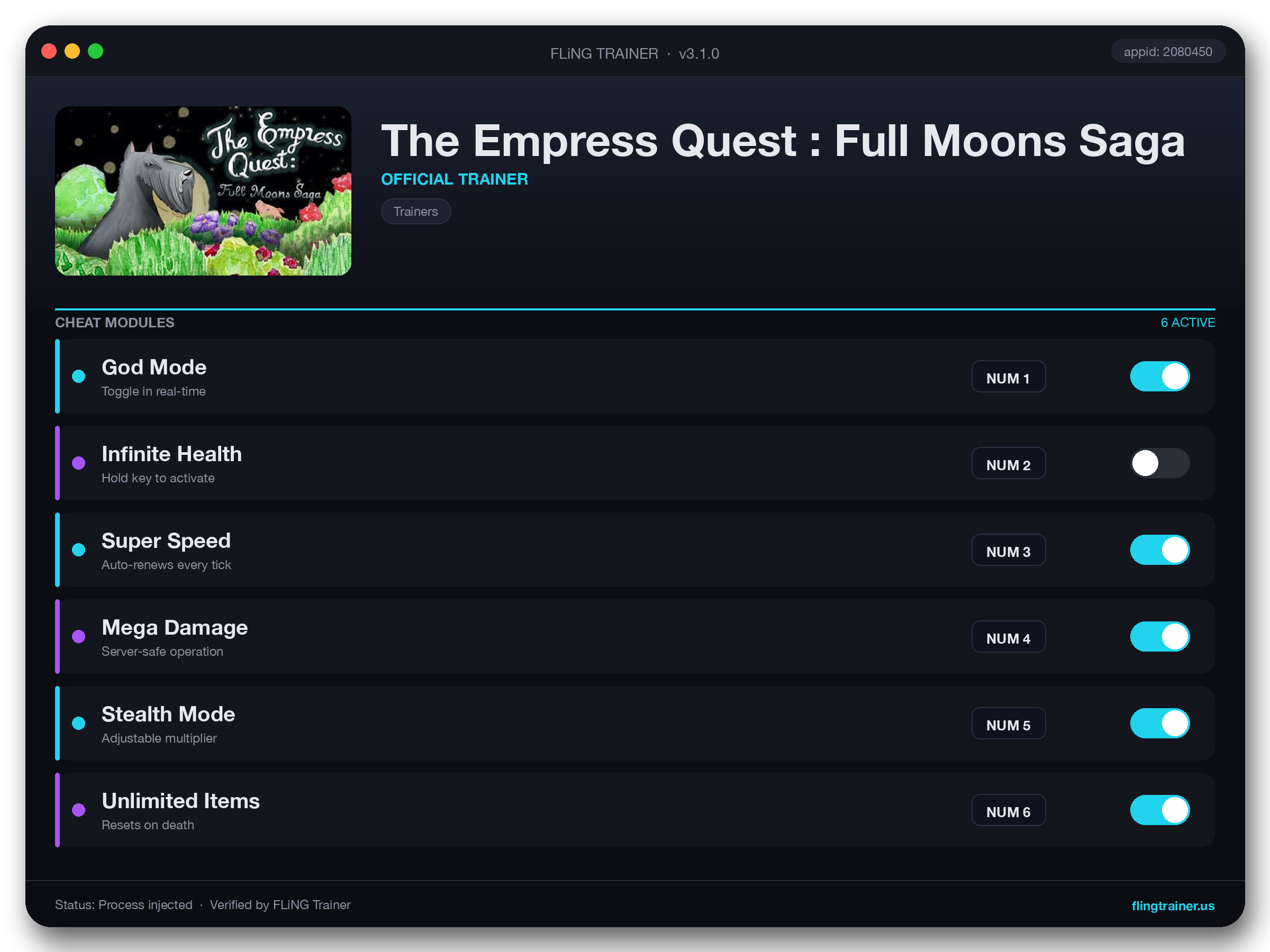 The Empress Quest : Full Moons Saga Trainer interface