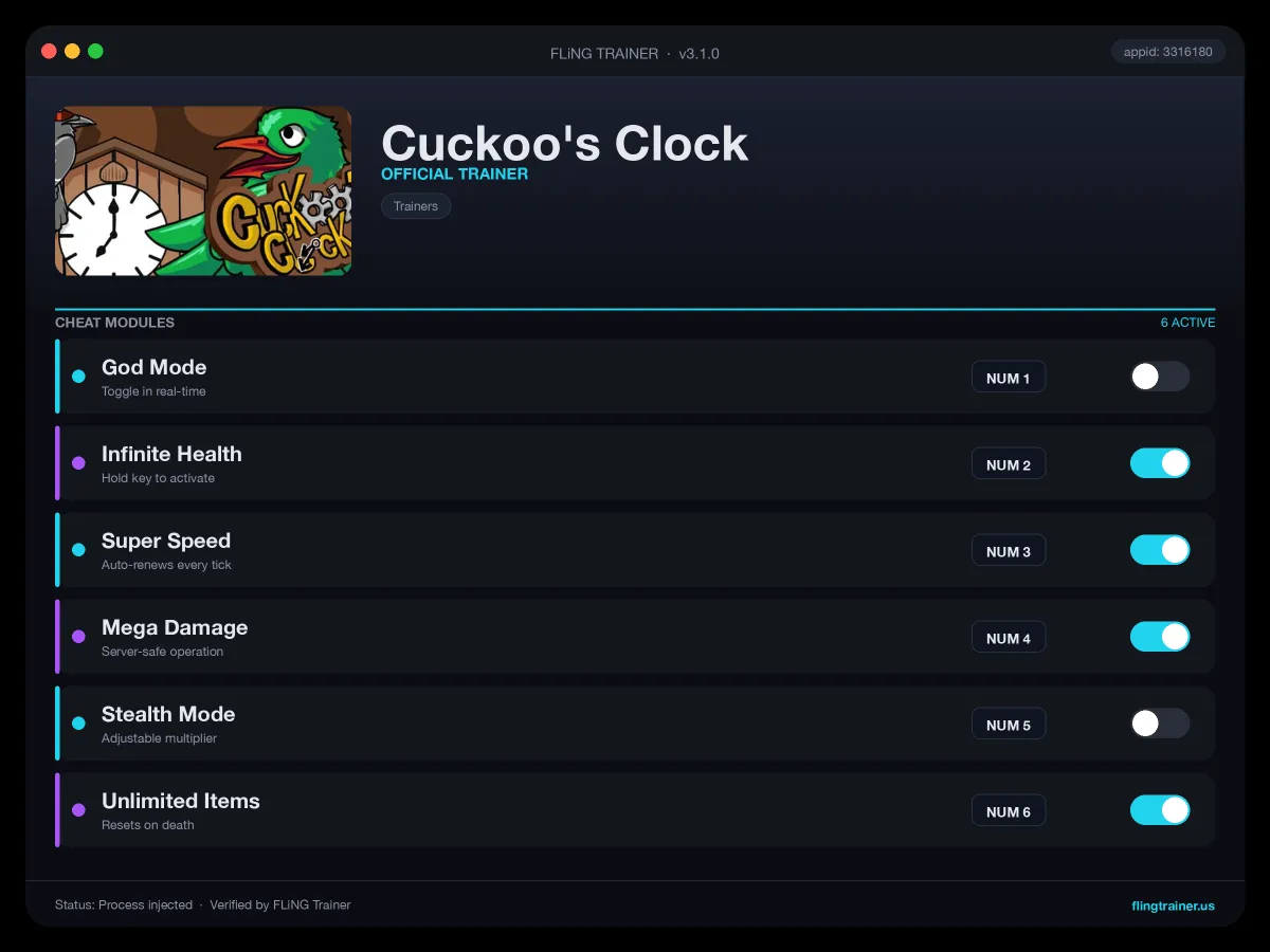 Cuckoo's Clock Trainer interface