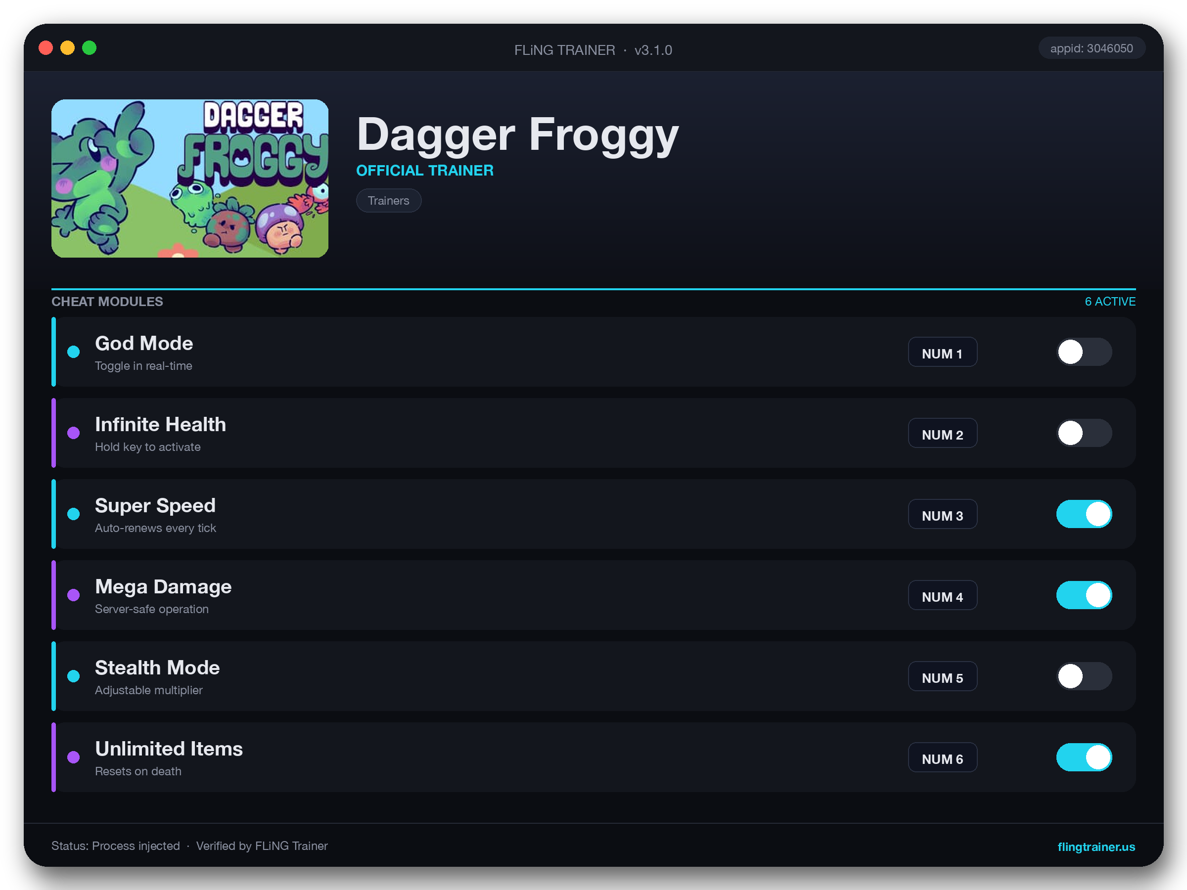 Dagger Froggy Trainer interface