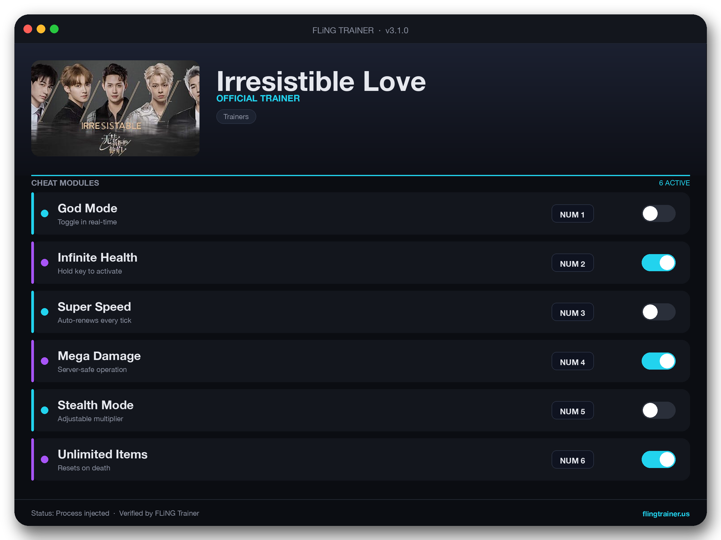 Irresistible Love Trainer interface