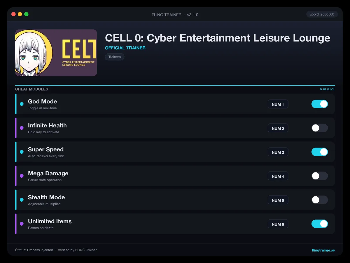 CELL 0: Cyber Entertainment Leisure Lounge Trainer interface