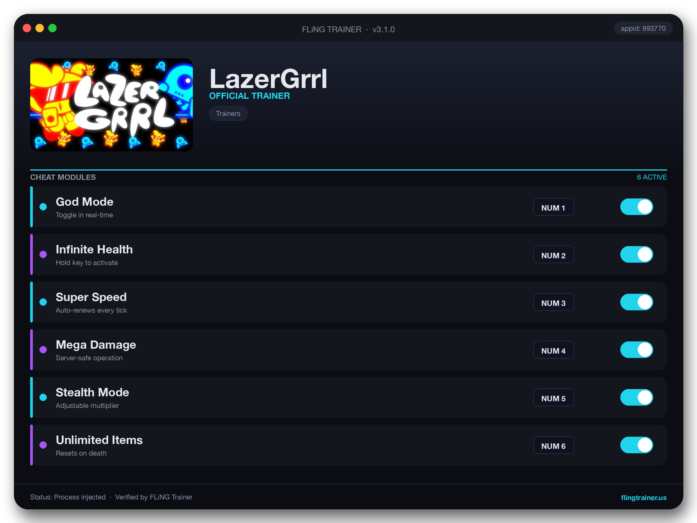 LazerGrrl Trainer interface