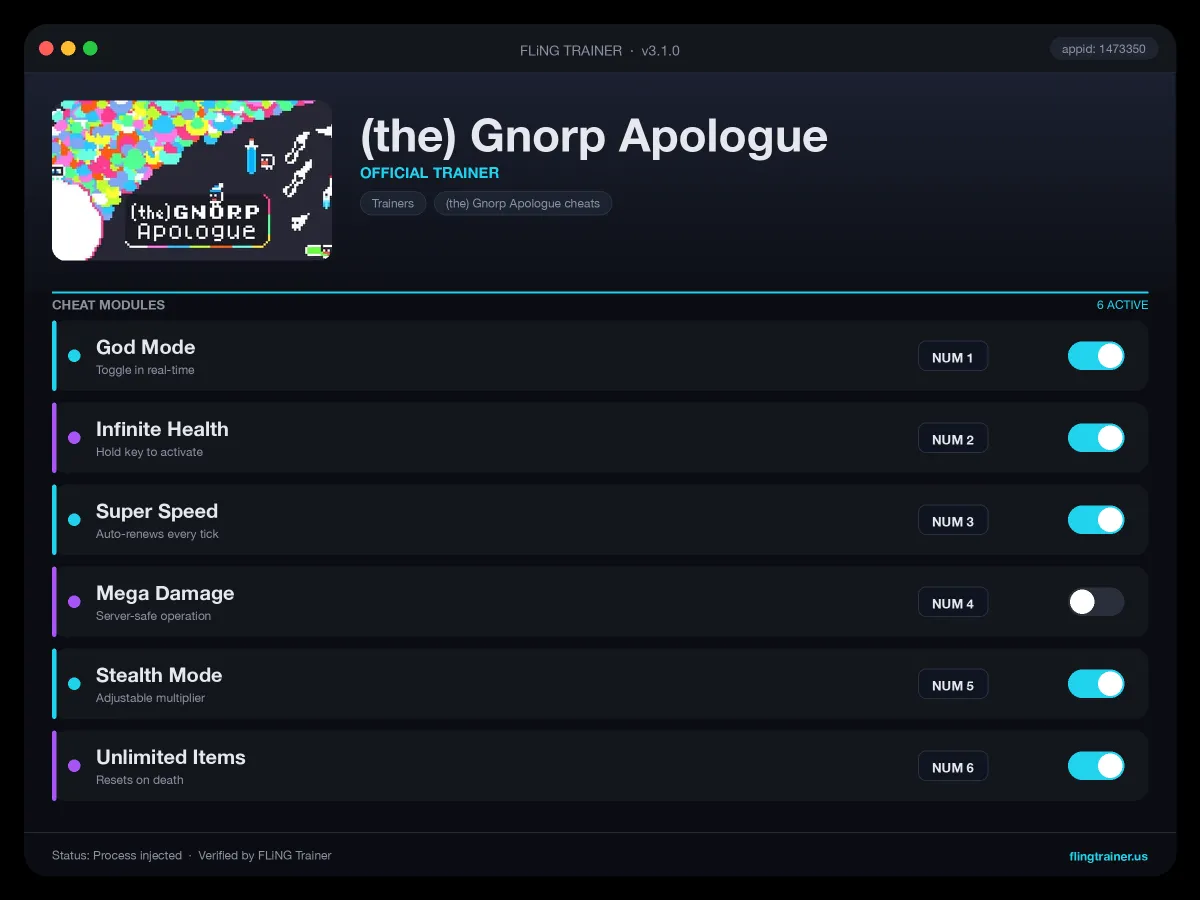 (the) Gnorp Apologue Trainer interface