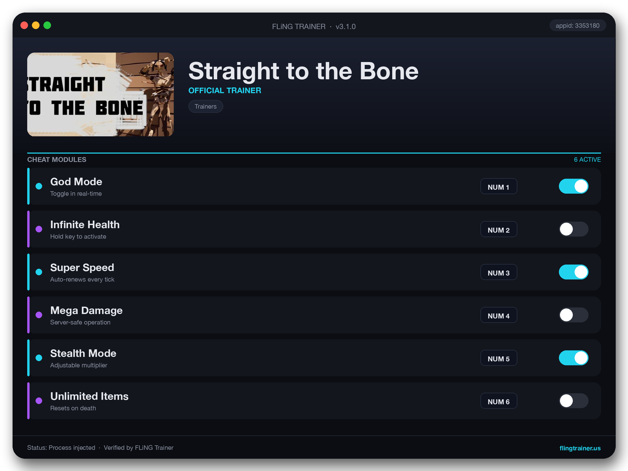 Straight to the Bone Trainer interface