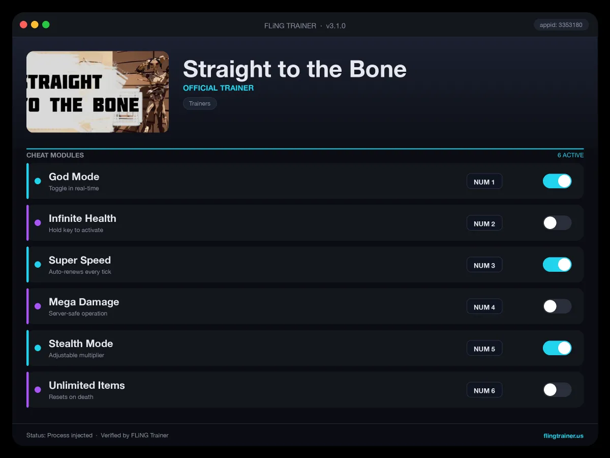 Straight to the Bone Trainer interface