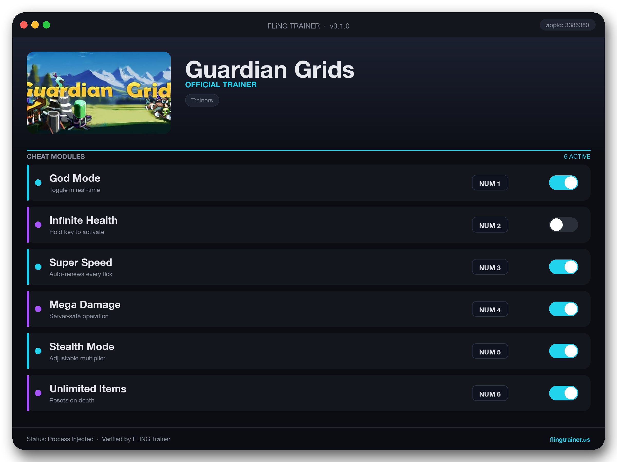 Guardian Grids Trainer interface