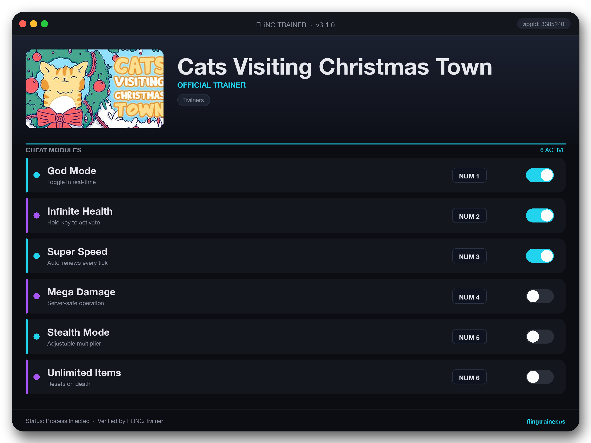 Cats Visiting Christmas Town Trainer interface