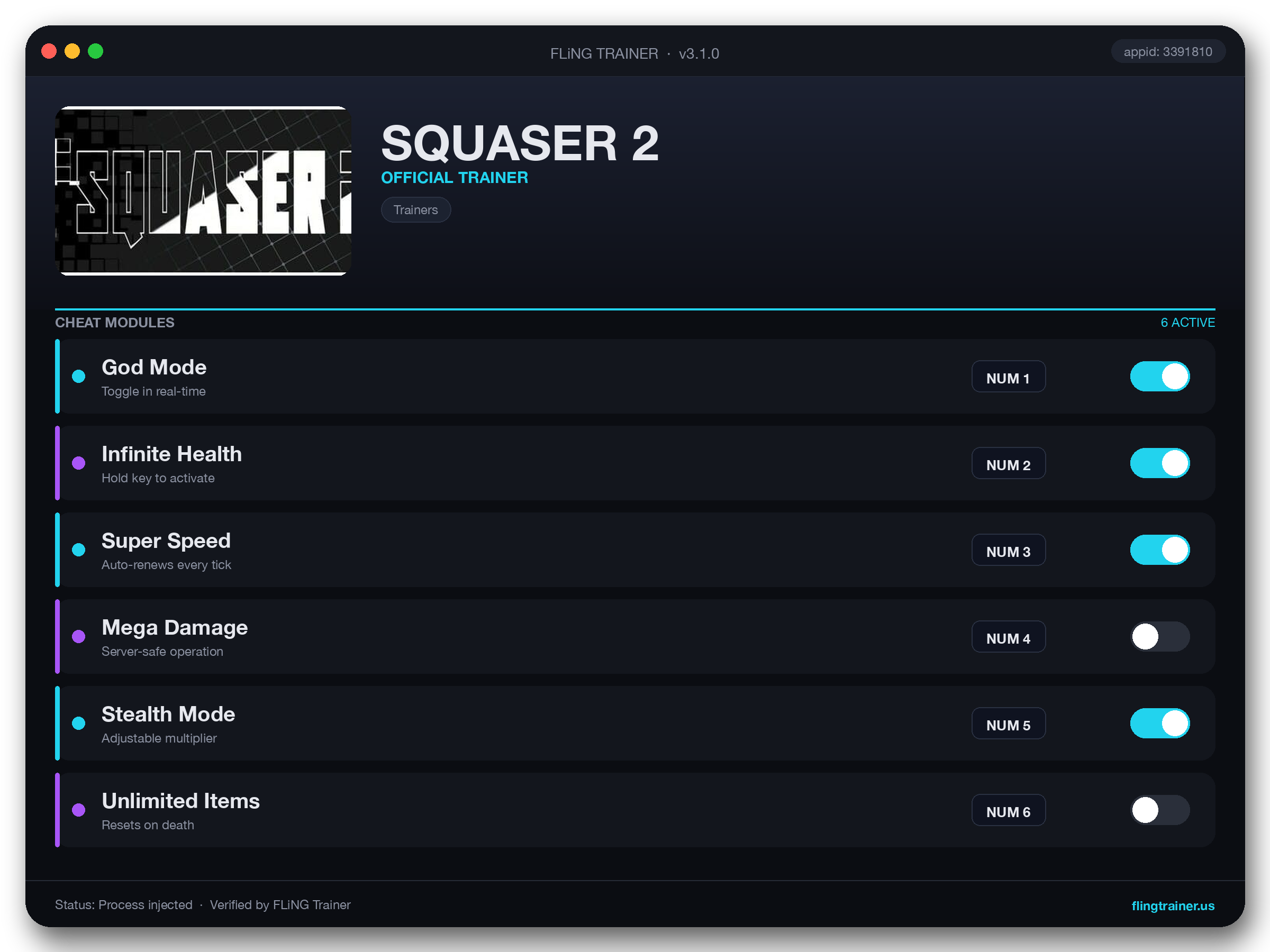 SQUASER 2 Trainer interface