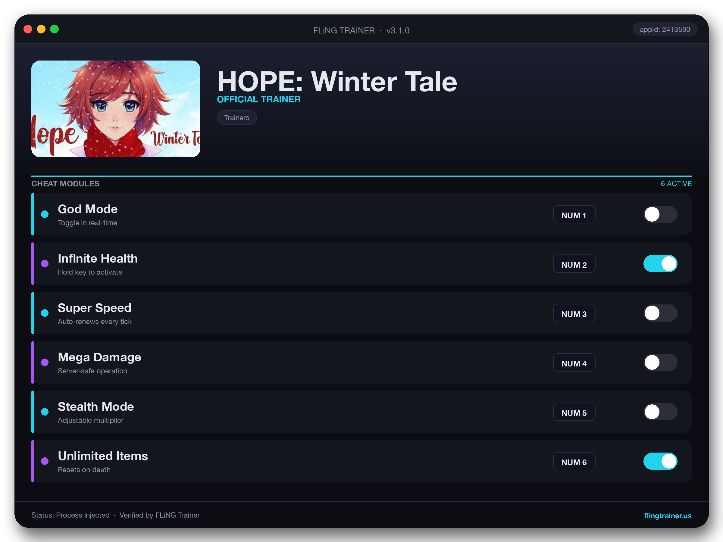 HOPE: Winter Tale Trainer interface