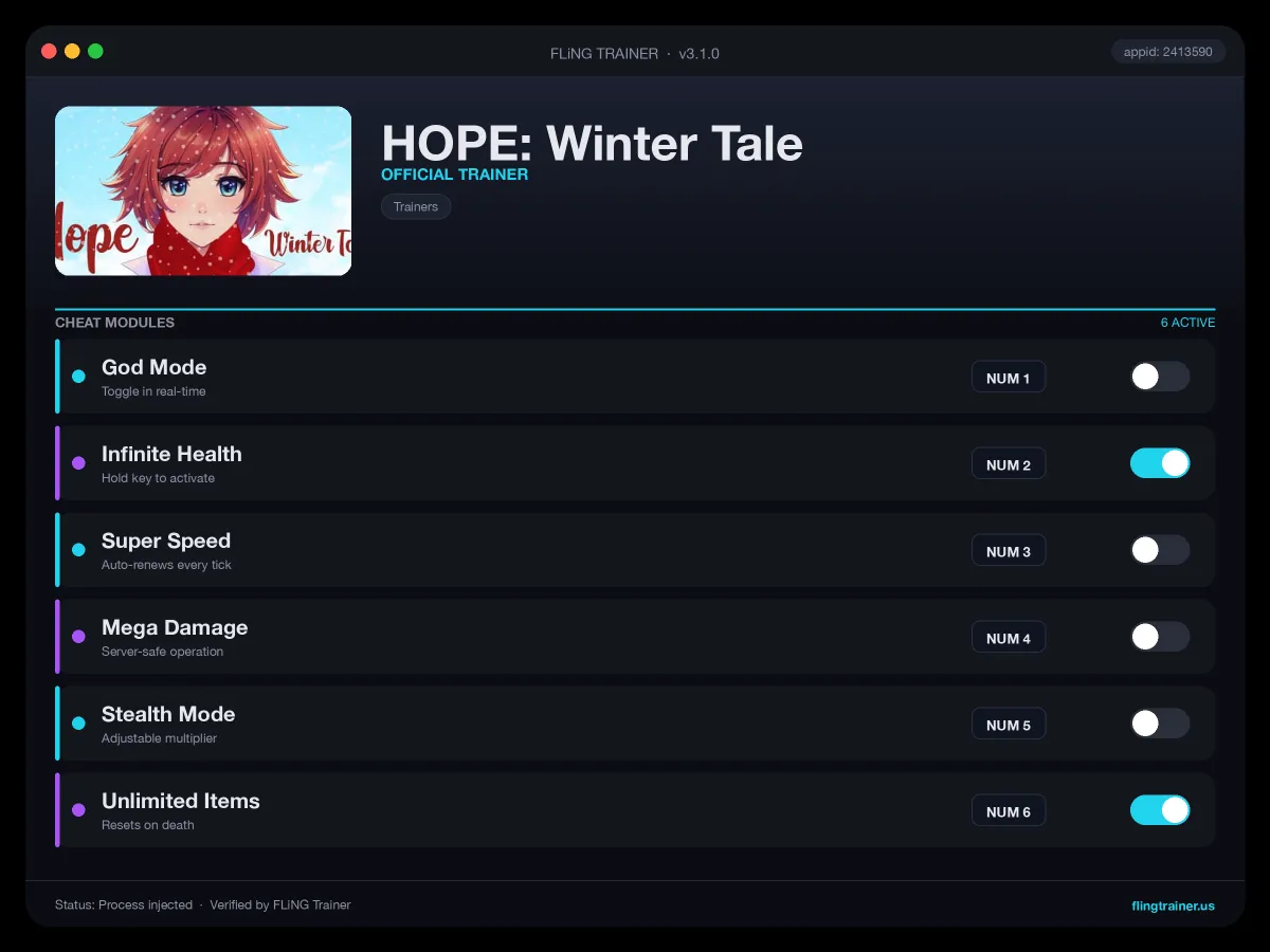 HOPE: Winter Tale Trainer interface