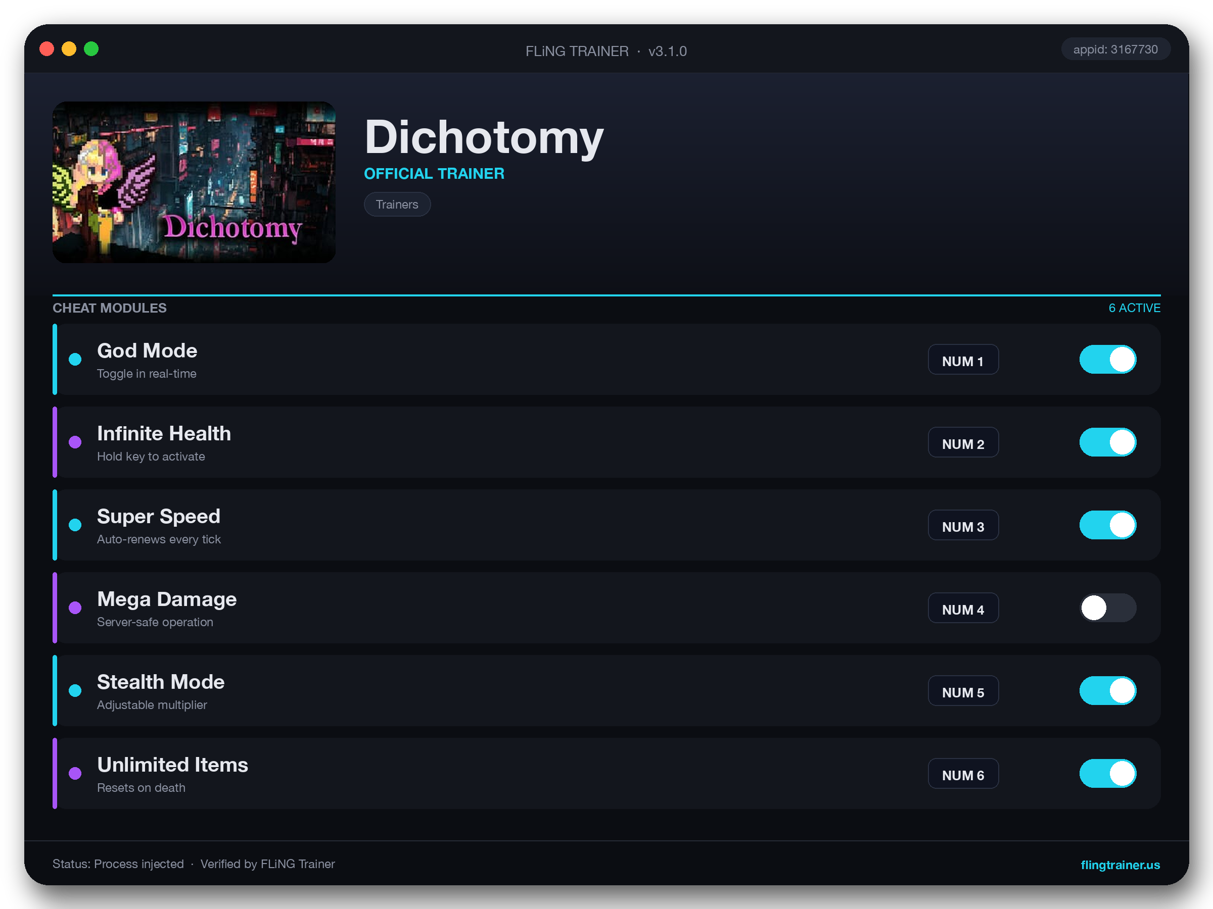 Dichotomy Trainer interface