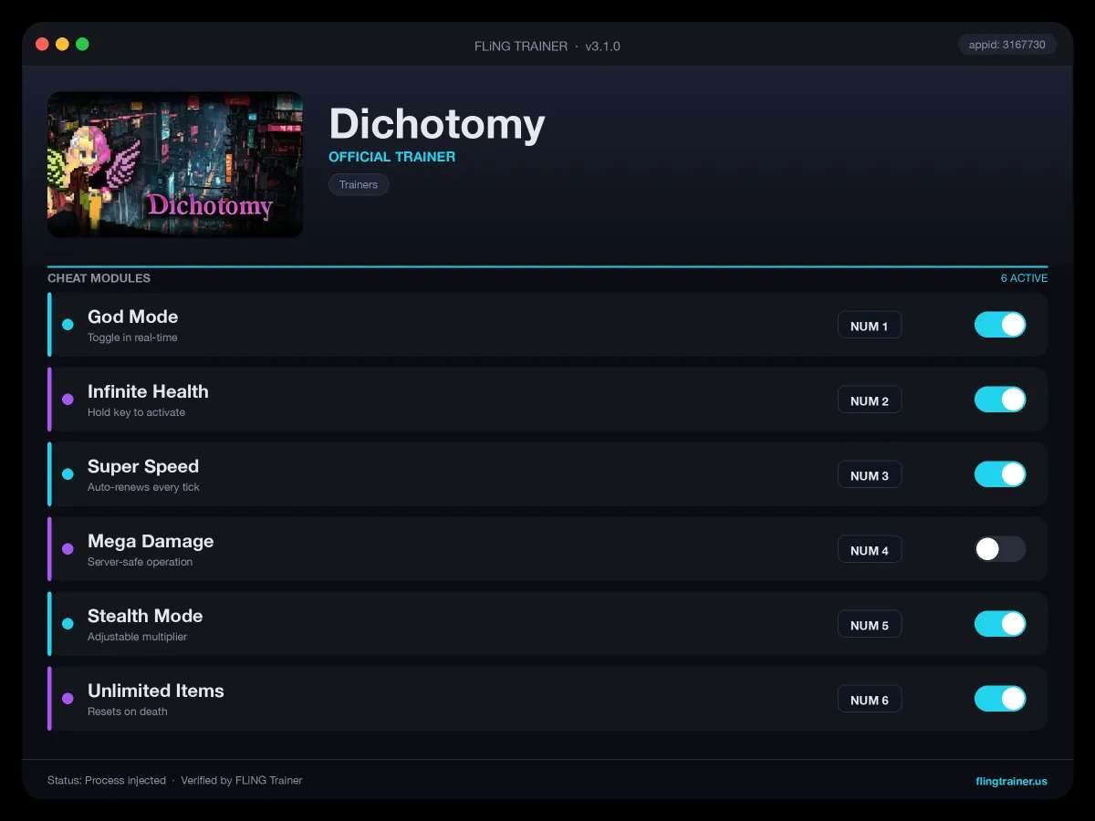 Dichotomy Trainer interface