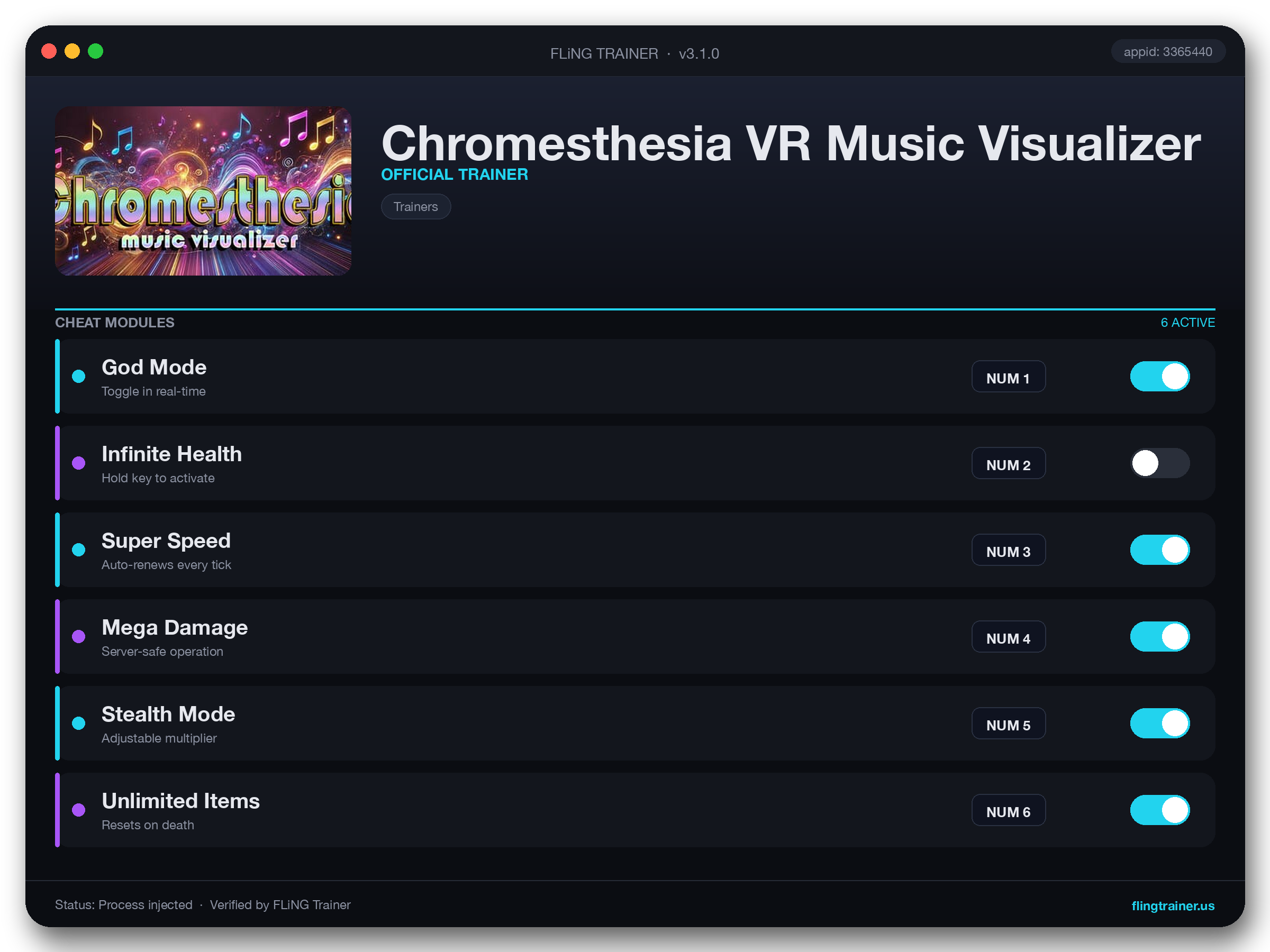 Chromesthesia VR Music Visualizer Trainer interface