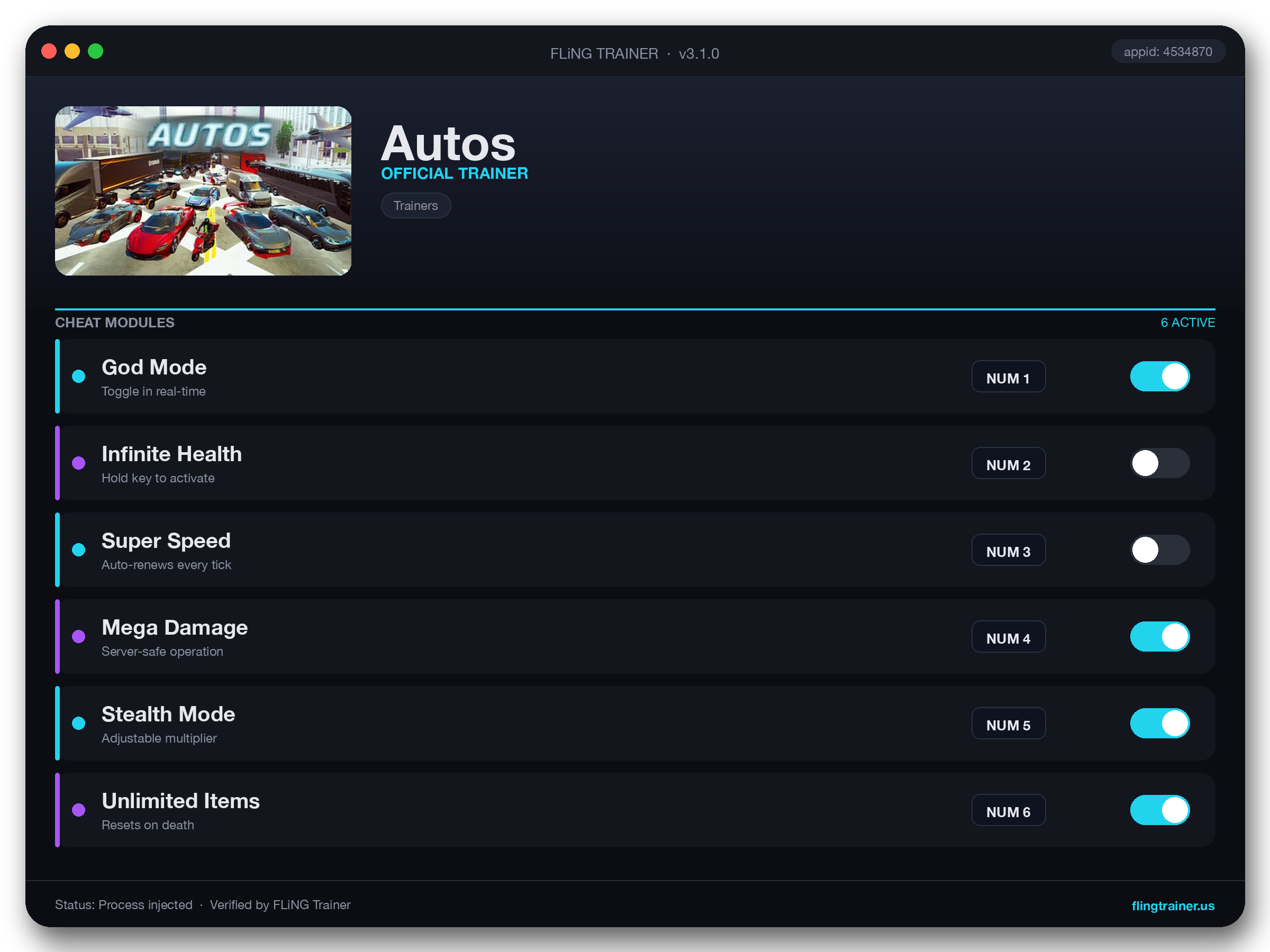 Autos Trainer interface