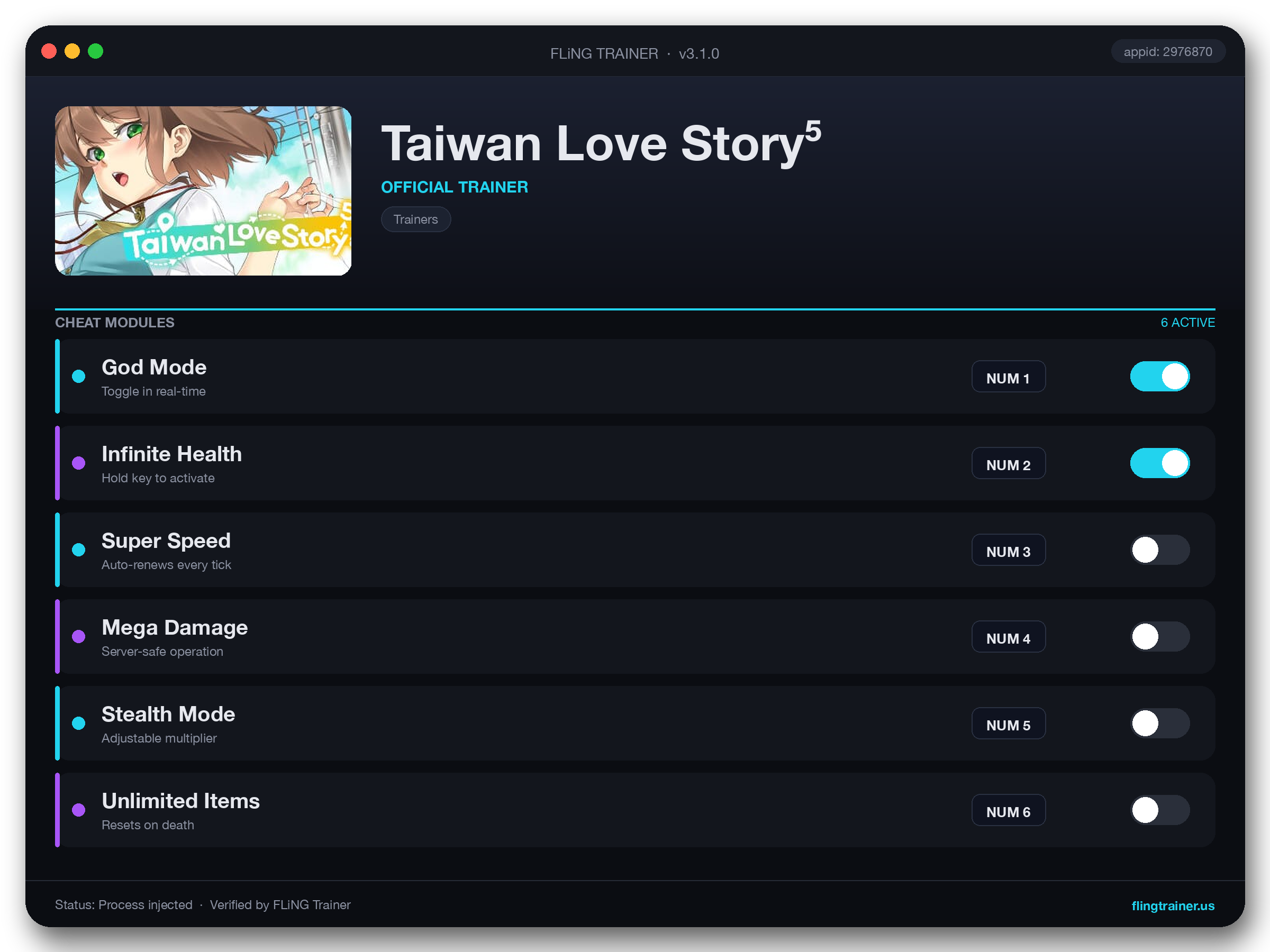 Taiwan Love Story⁵ Trainer interface