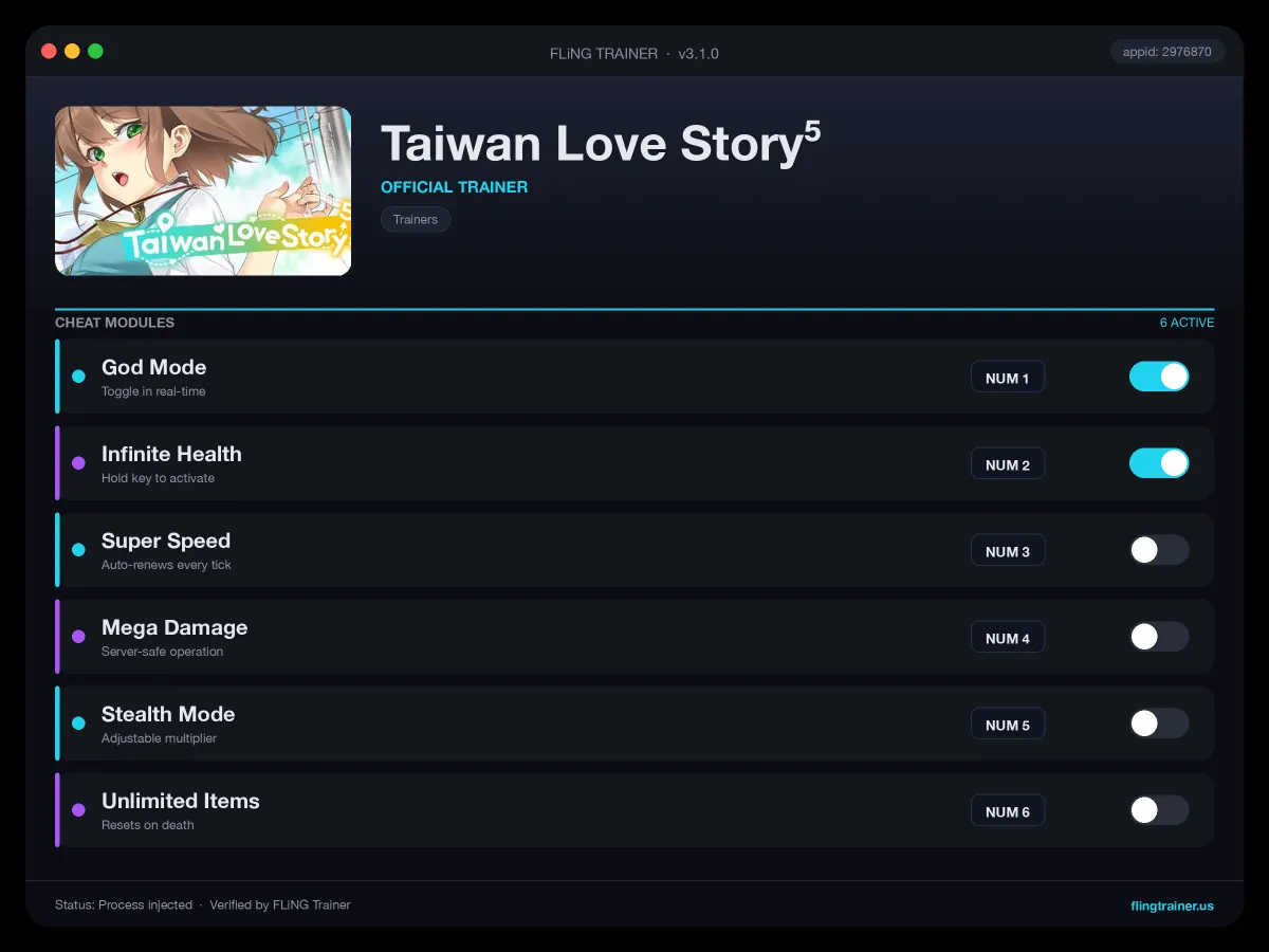 Taiwan Love Story⁵ Trainer interface