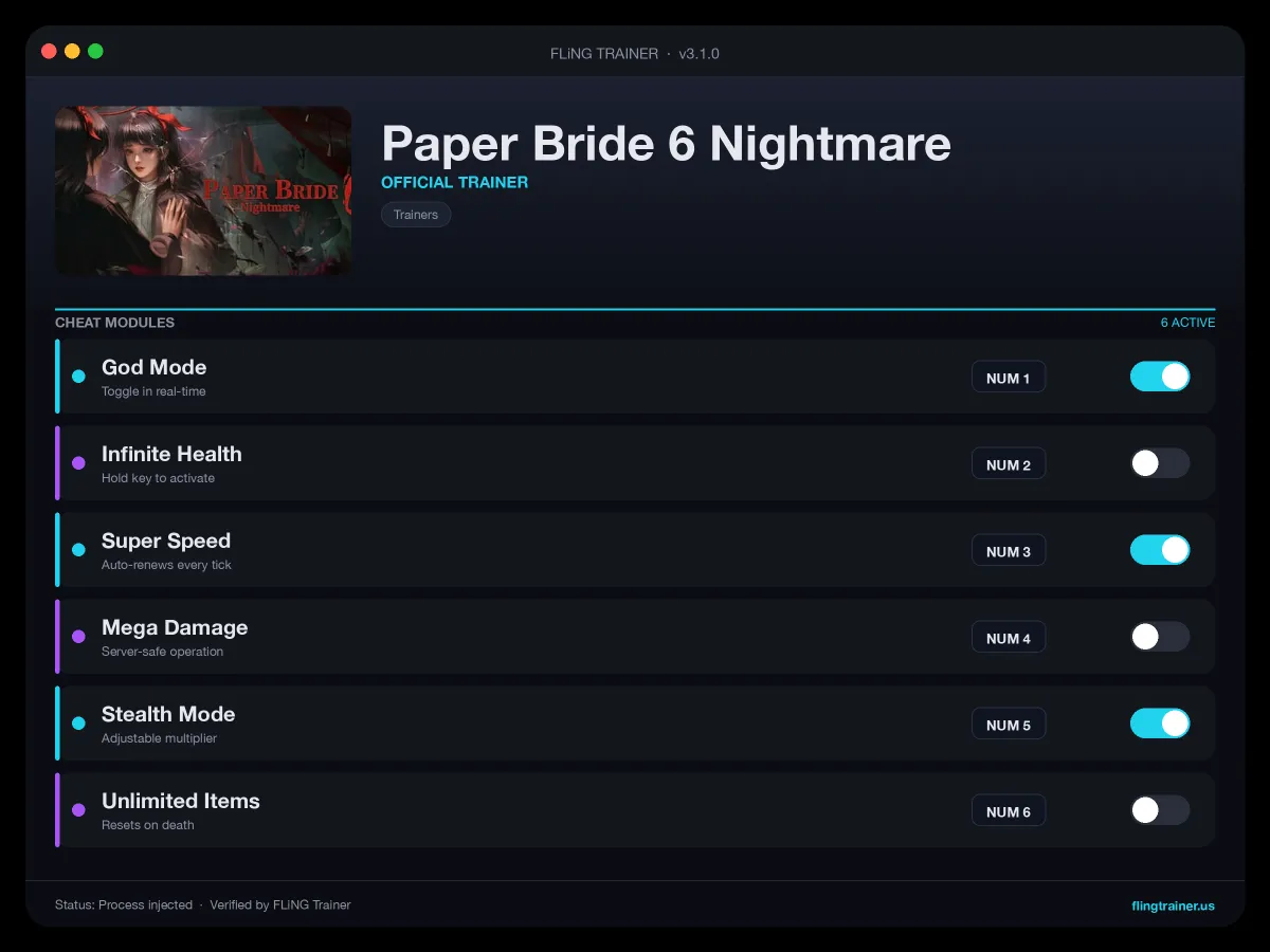 Paper Bride 6 Nightmare Trainer interface