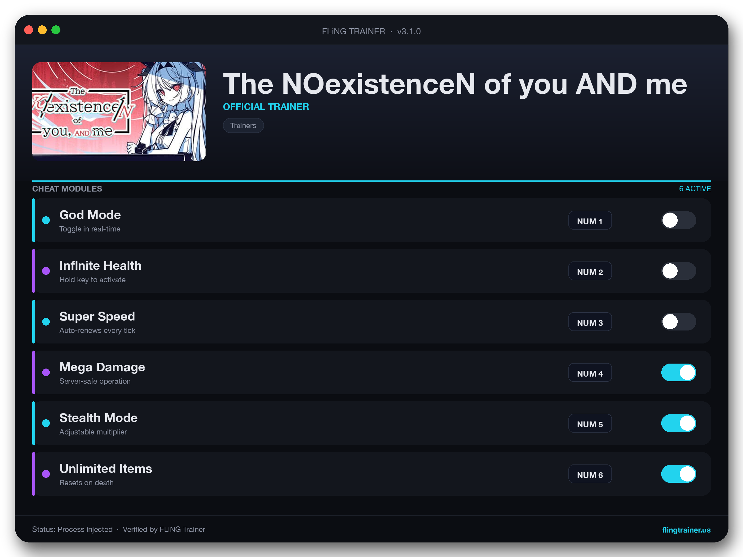 The NOexistenceN of you AND me Trainer interface