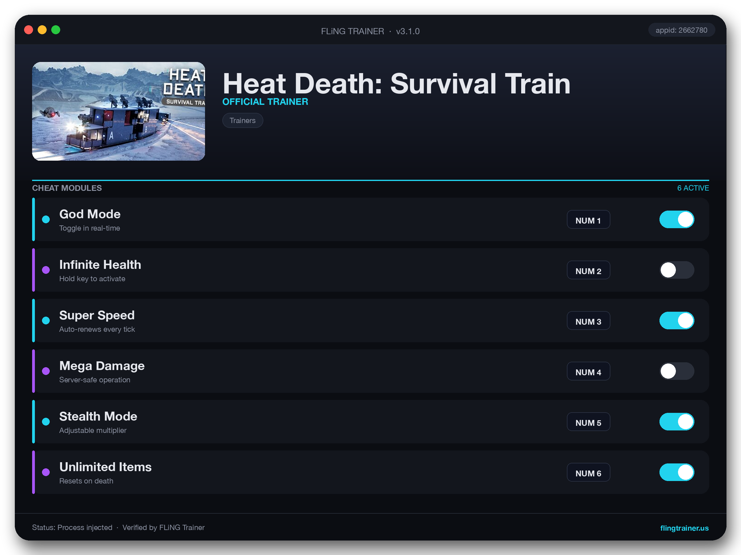 Heat Death: Survival Train Trainer interface