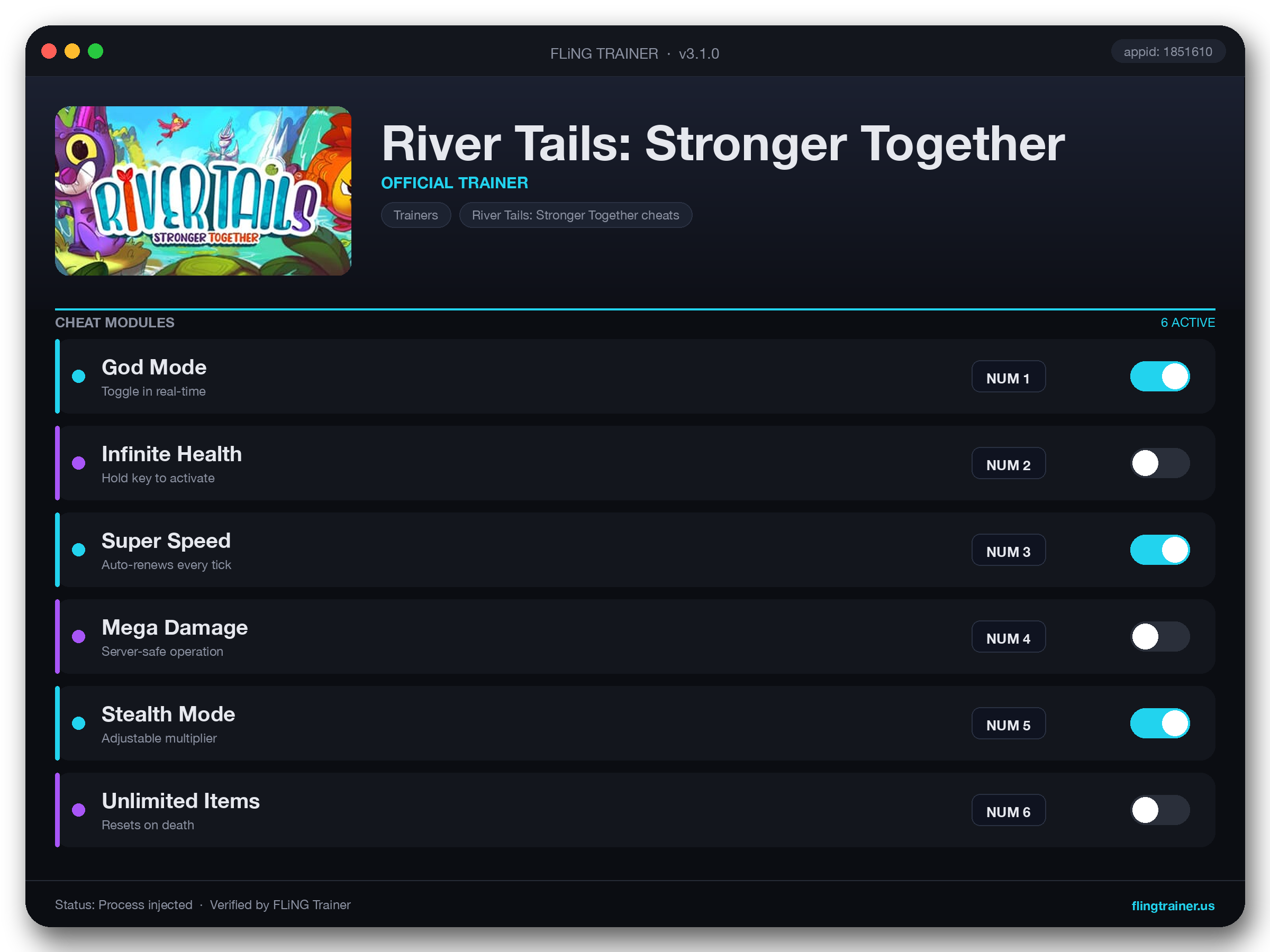 River Tails: Stronger Together Trainer interface