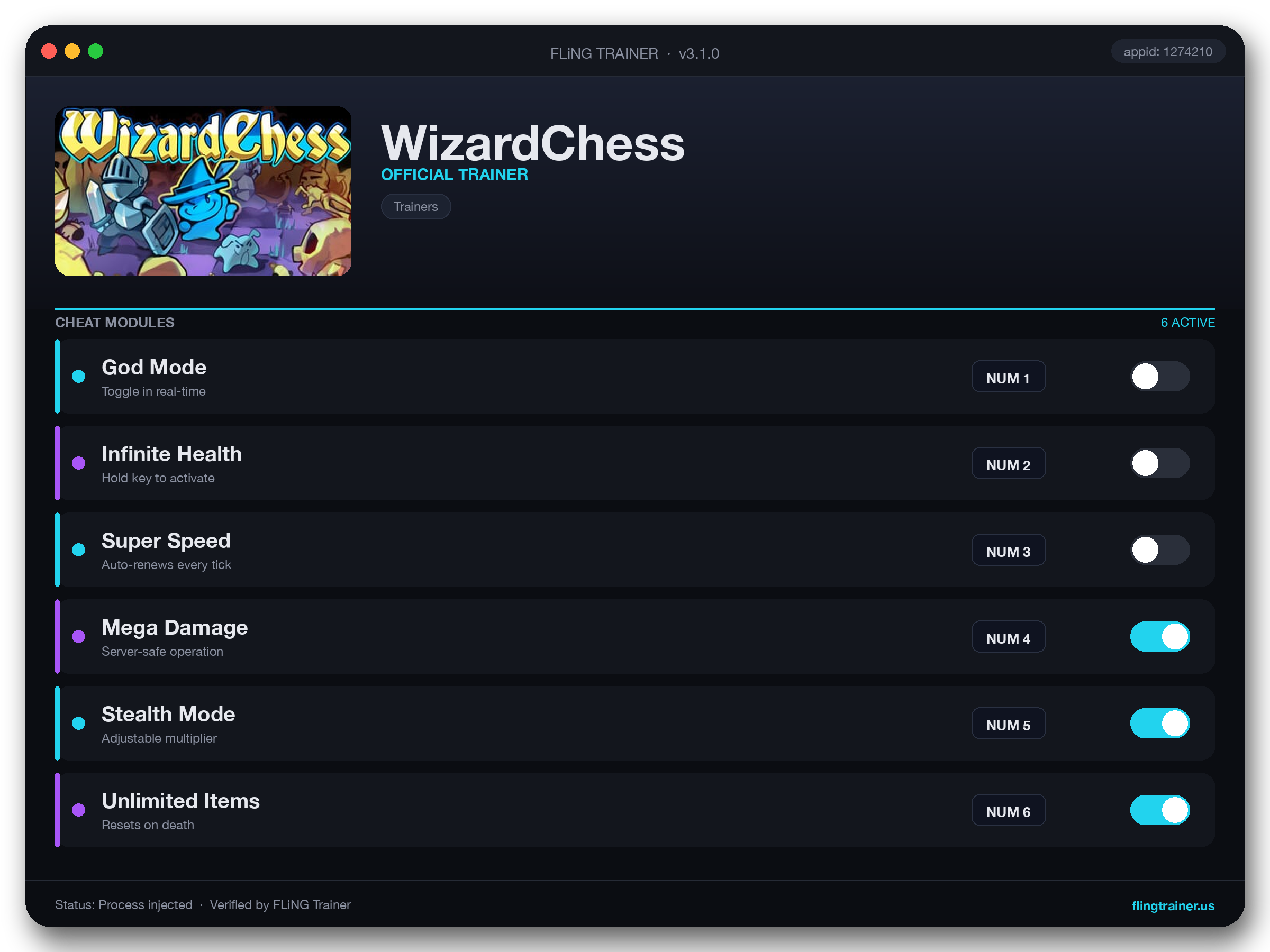 WizardChess Trainer interface