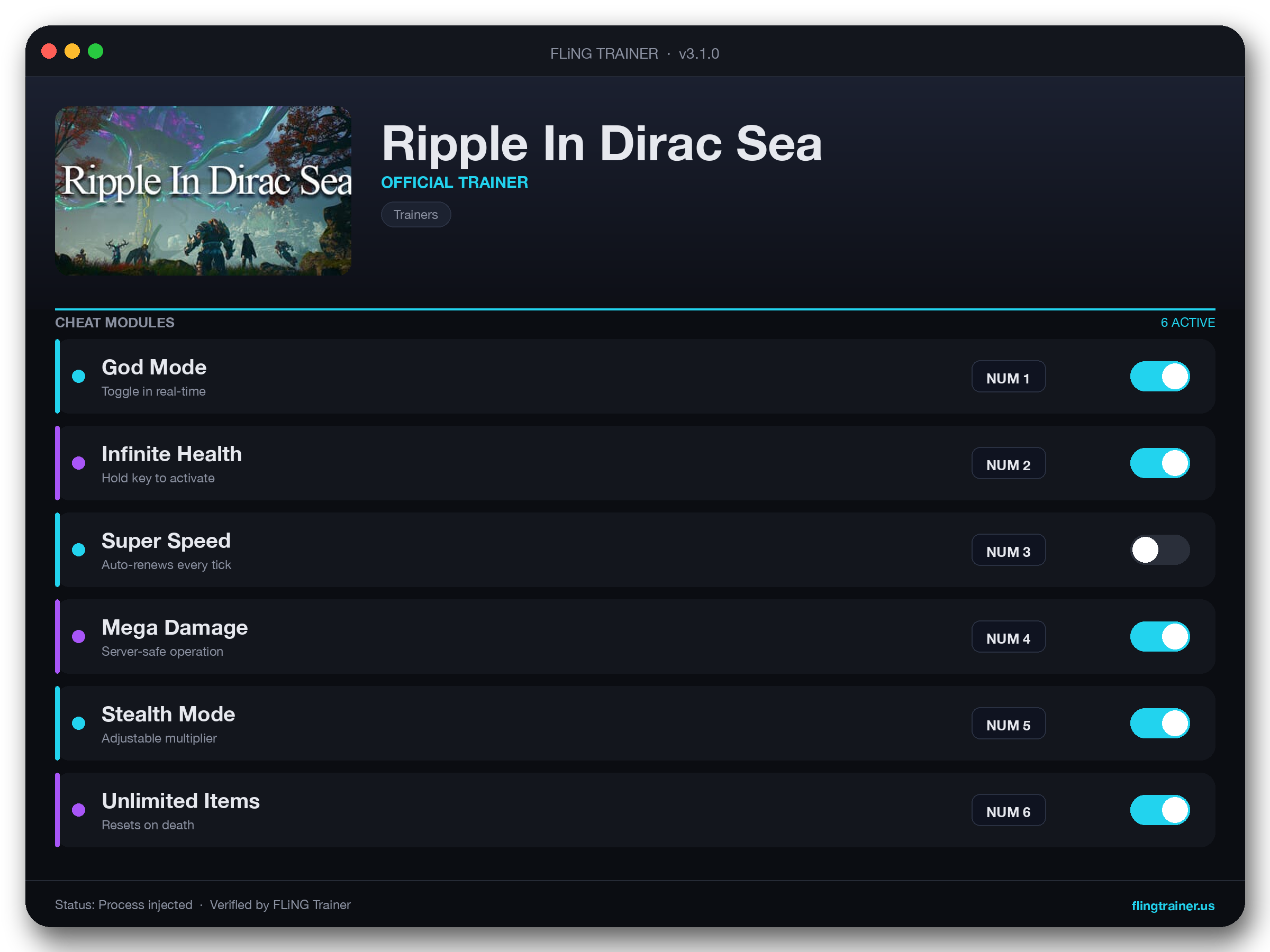 Ripple In Dirac Sea Trainer interface