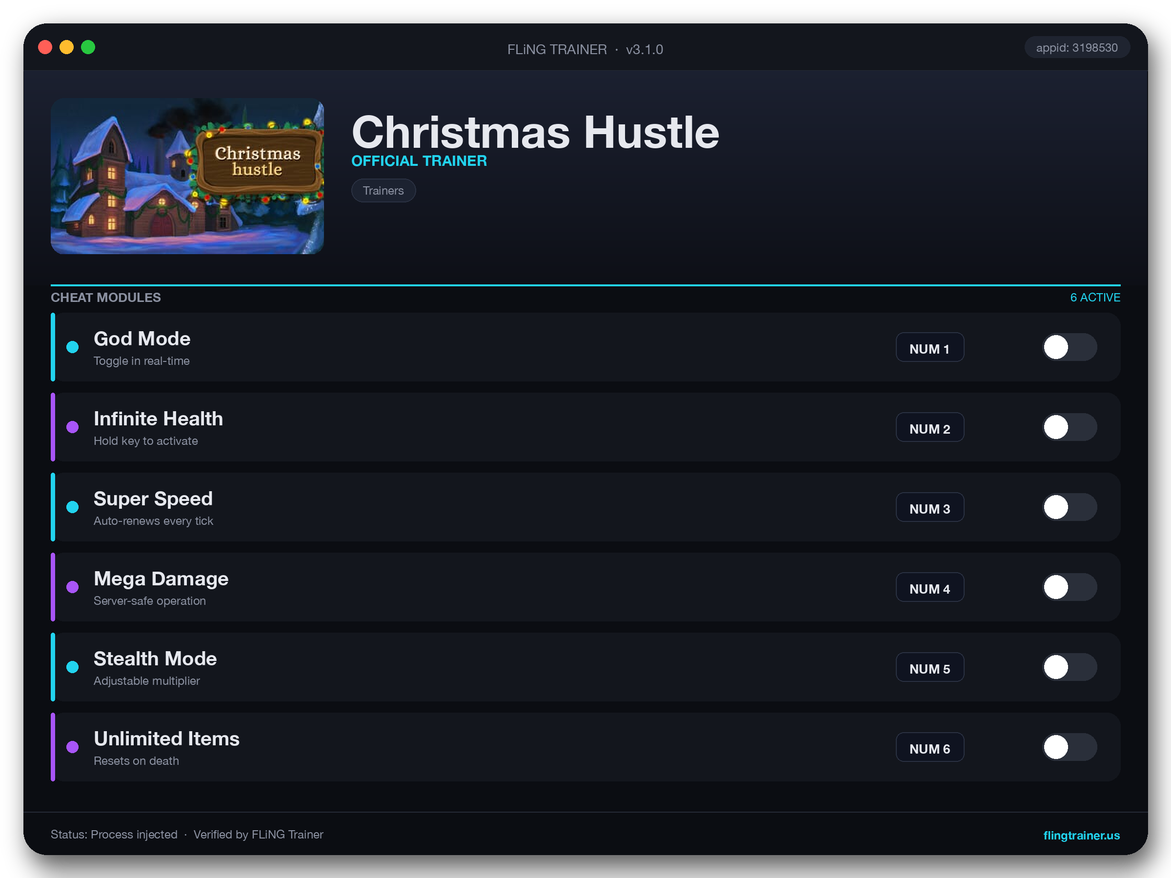 Christmas Hustle Trainer interface