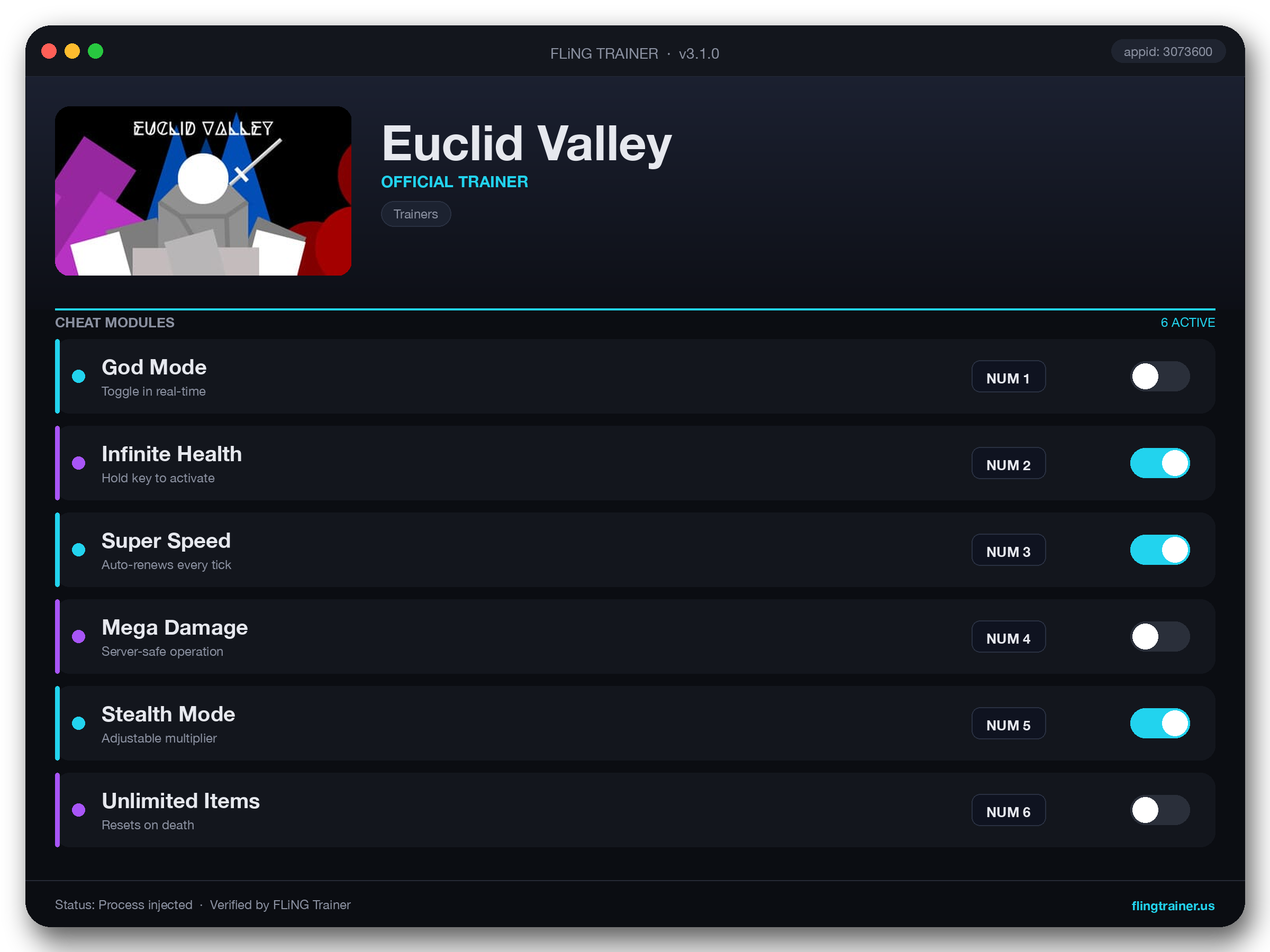 Euclid Valley Trainer interface